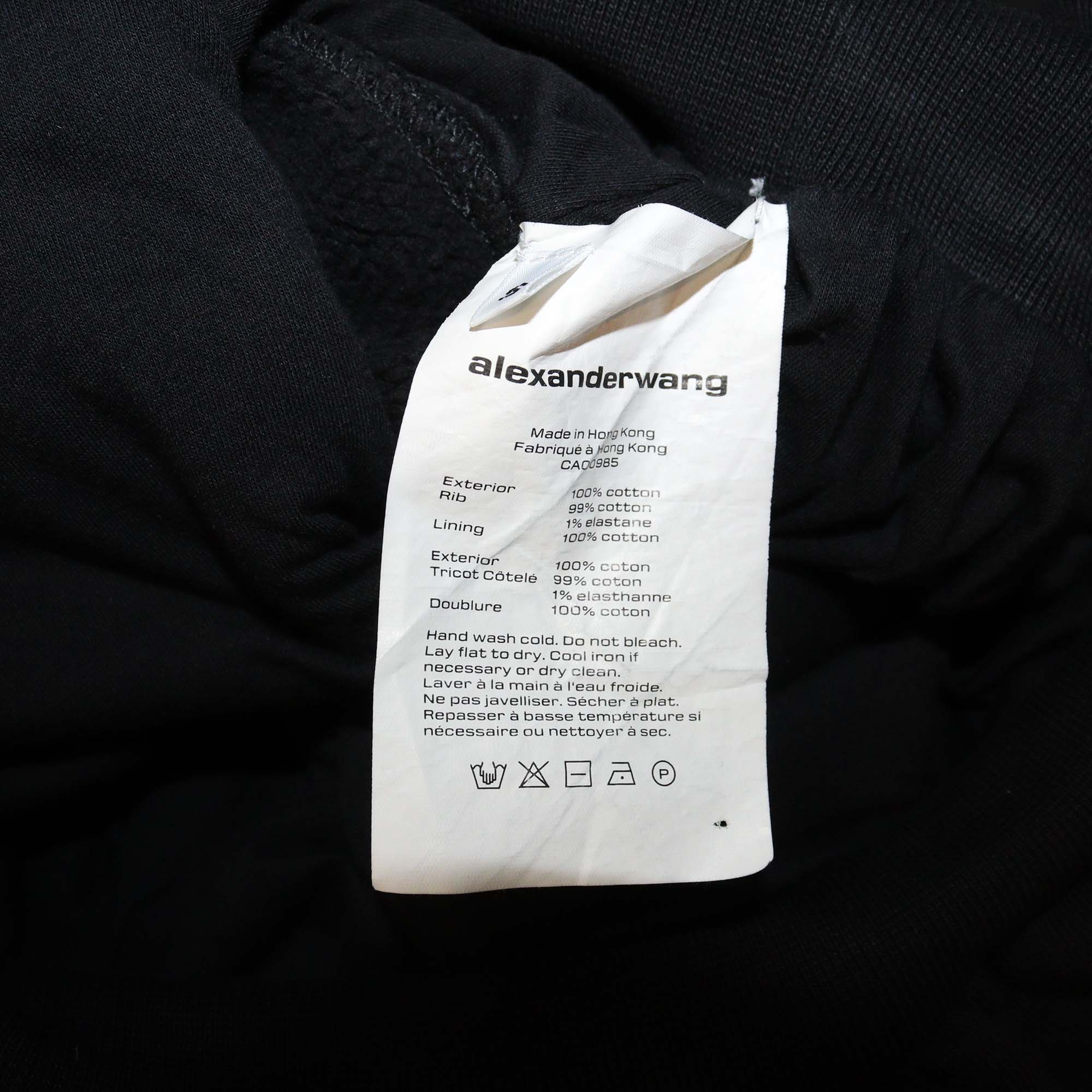 Alexander Wang Black Cotton Cropped Logo Embroidered Turtleneck Sweater