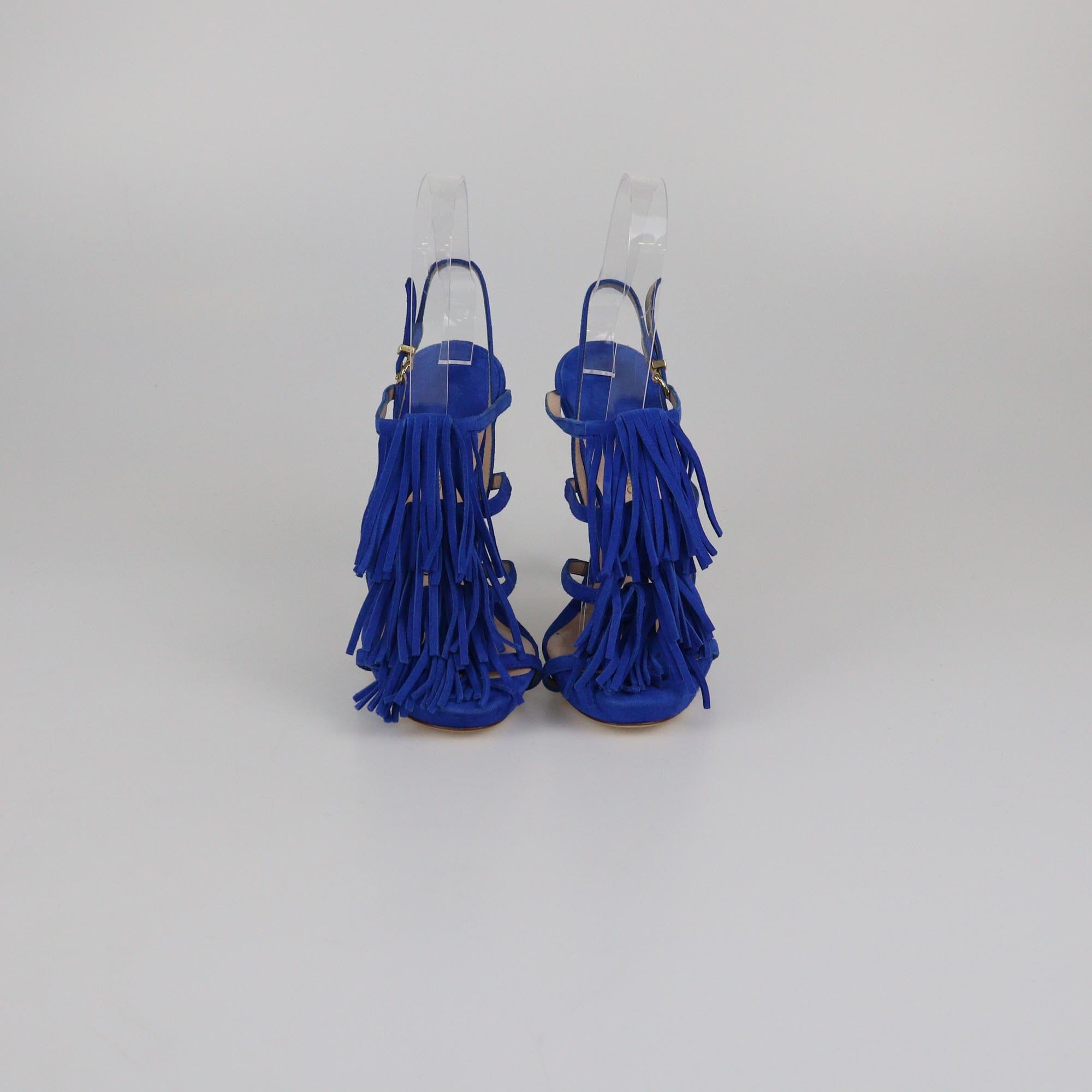 Emporio Armani Blue Fringe Sandals Womens Emporio Armani