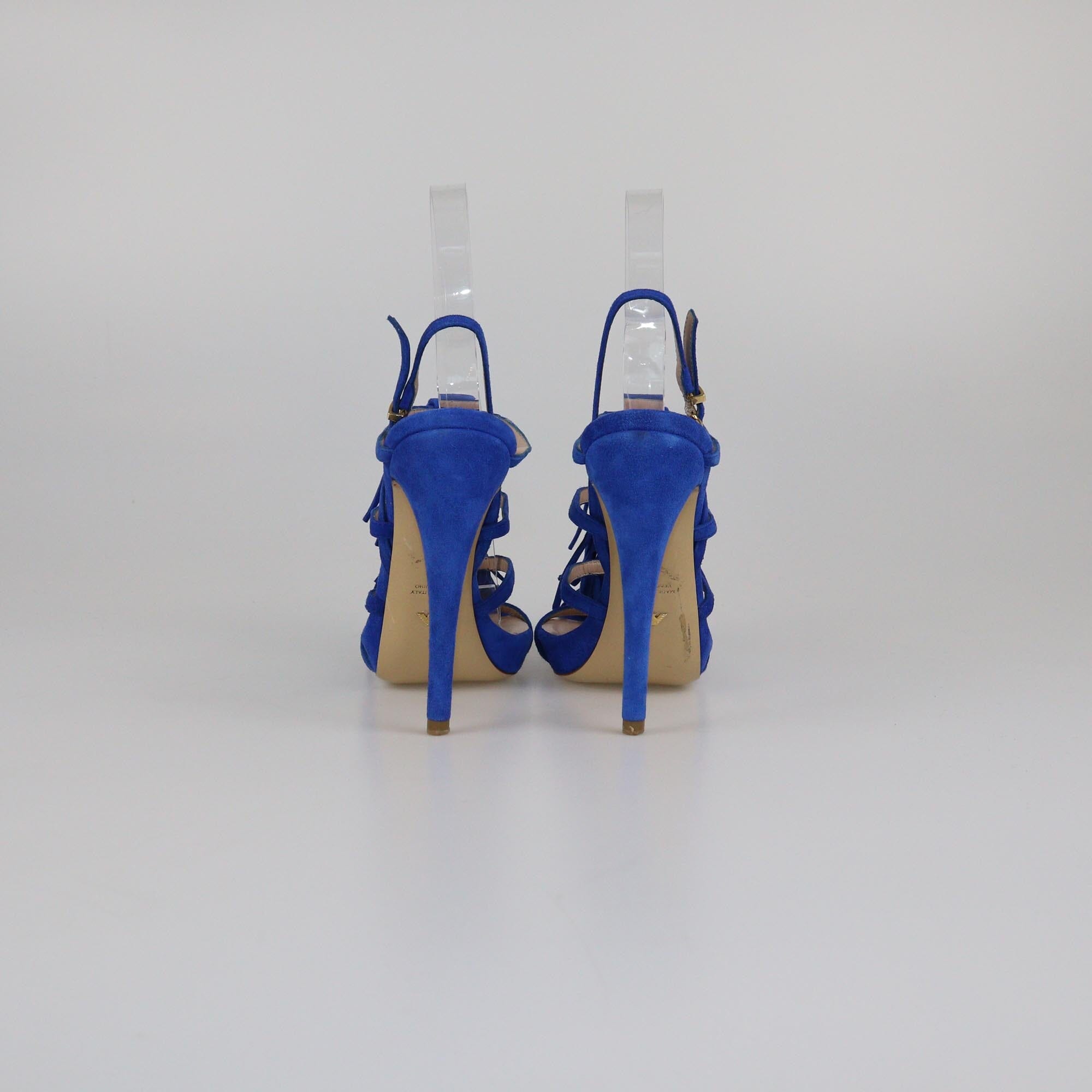 Emporio Armani Blue Fringe Sandals Womens Emporio Armani