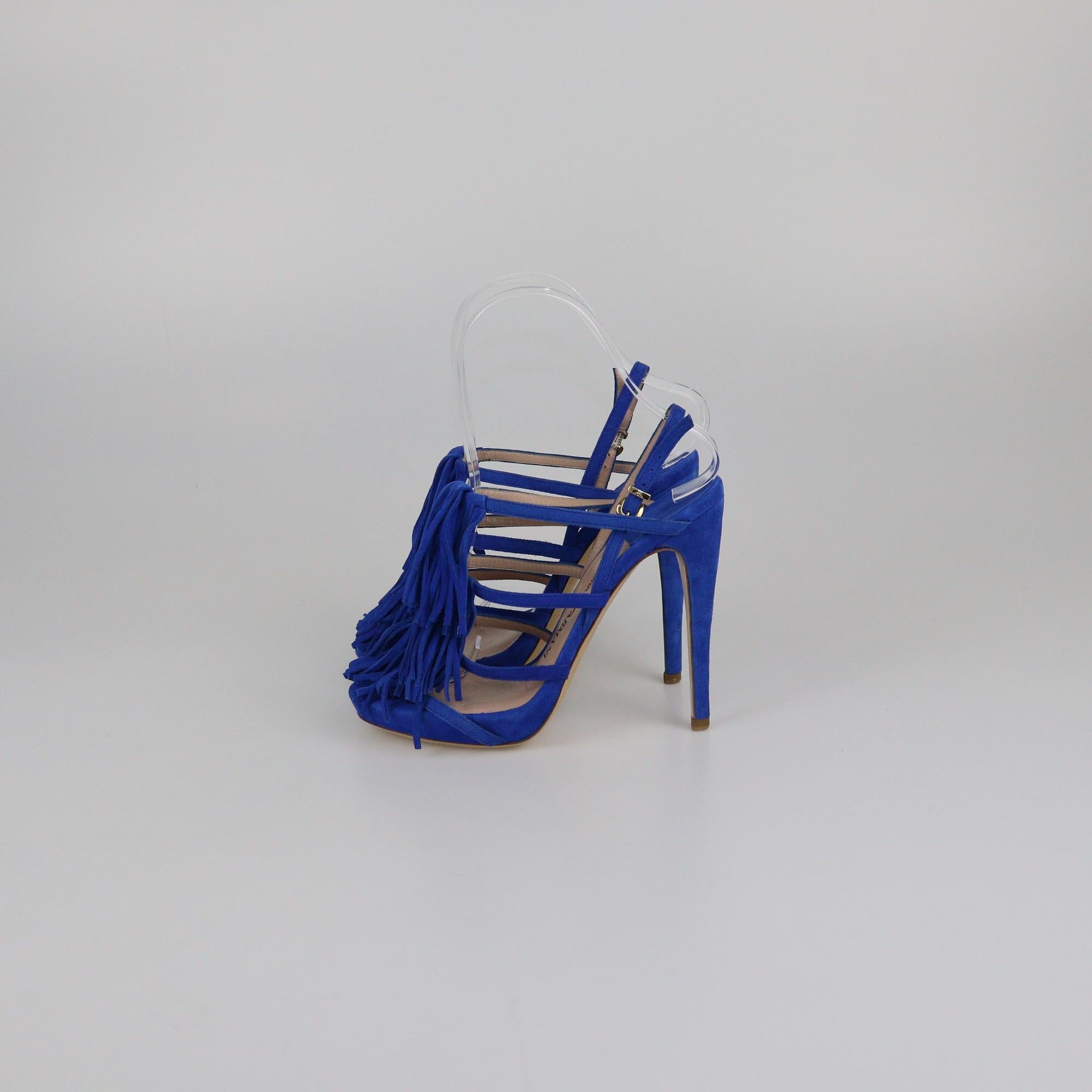 Emporio Armani Blue Fringe Sandals Womens Emporio Armani