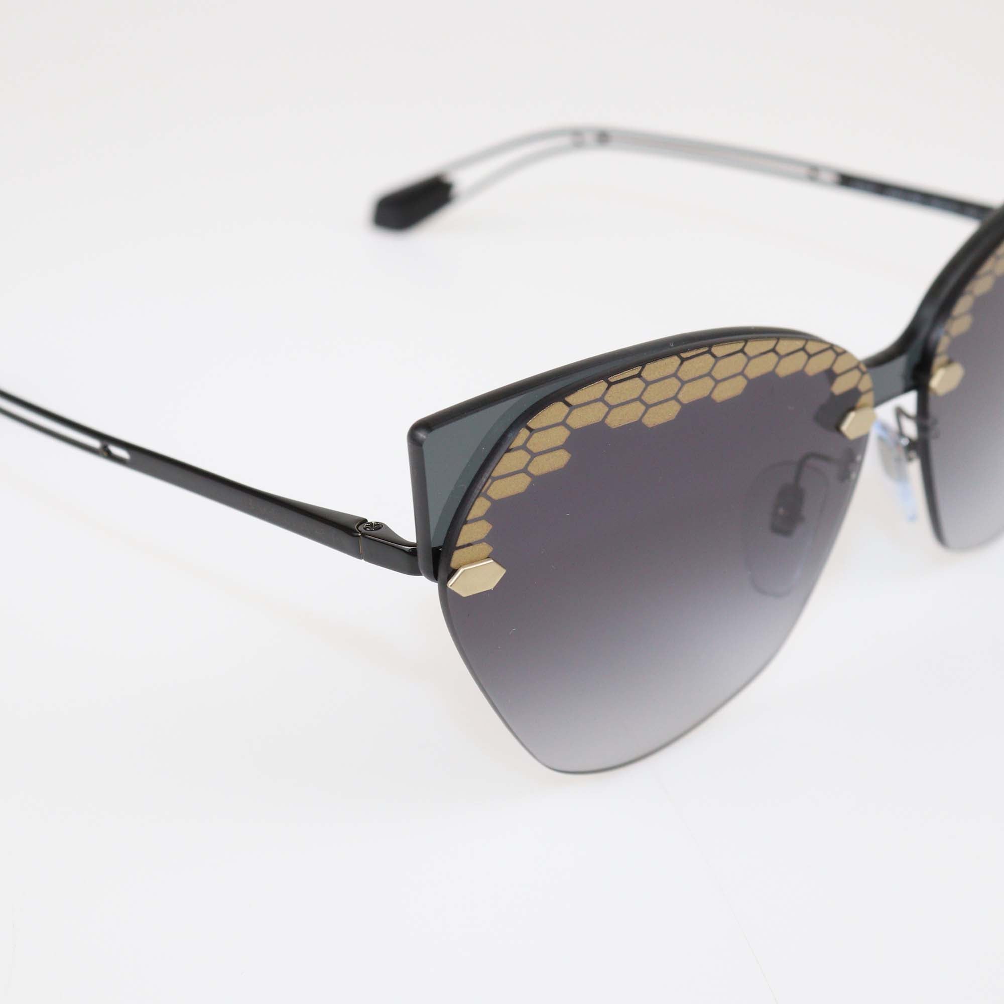 Bvlgari Black/Gold Gradient Irregular Cat Eye Sunglasses