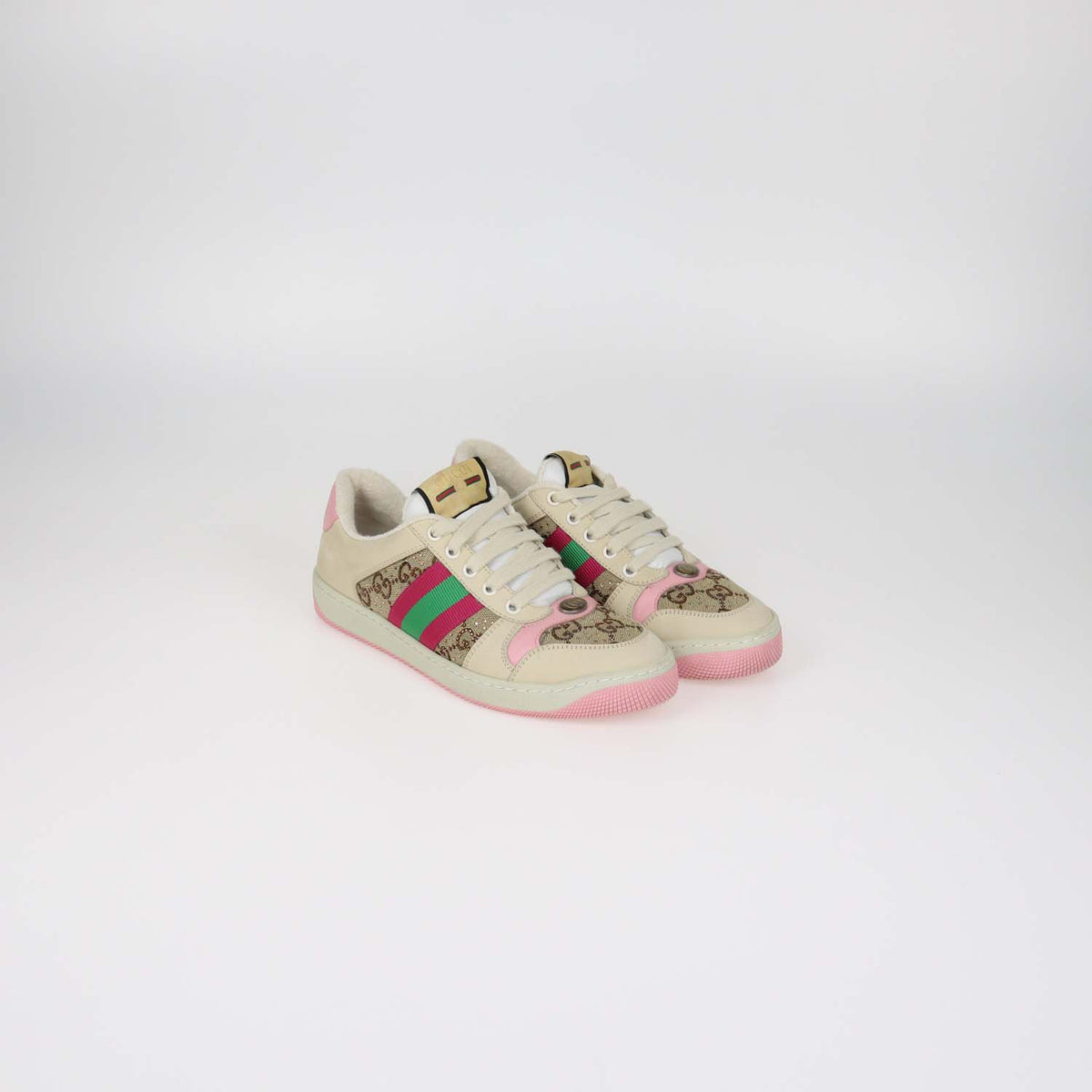 Gucci Multicolor Nubuck and Crystal GG Canvas Screener Sneakers