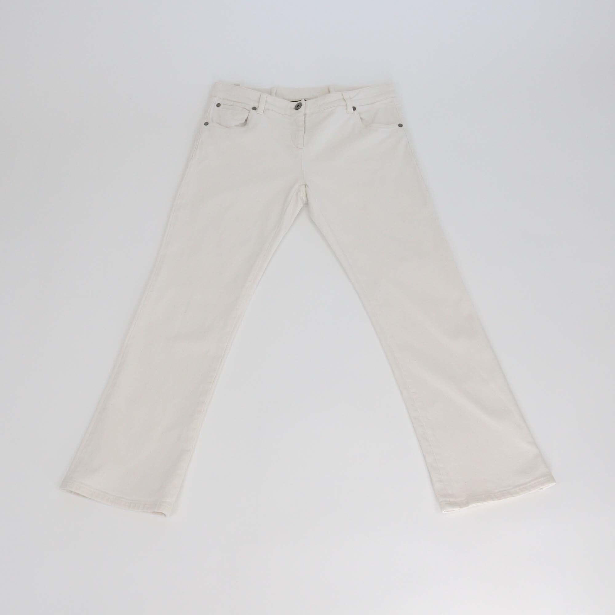 Brunello Cucinelli Cream Cropped Kick Flare Skinny Fit Capri Jeans Womens Brunello Cucinelli