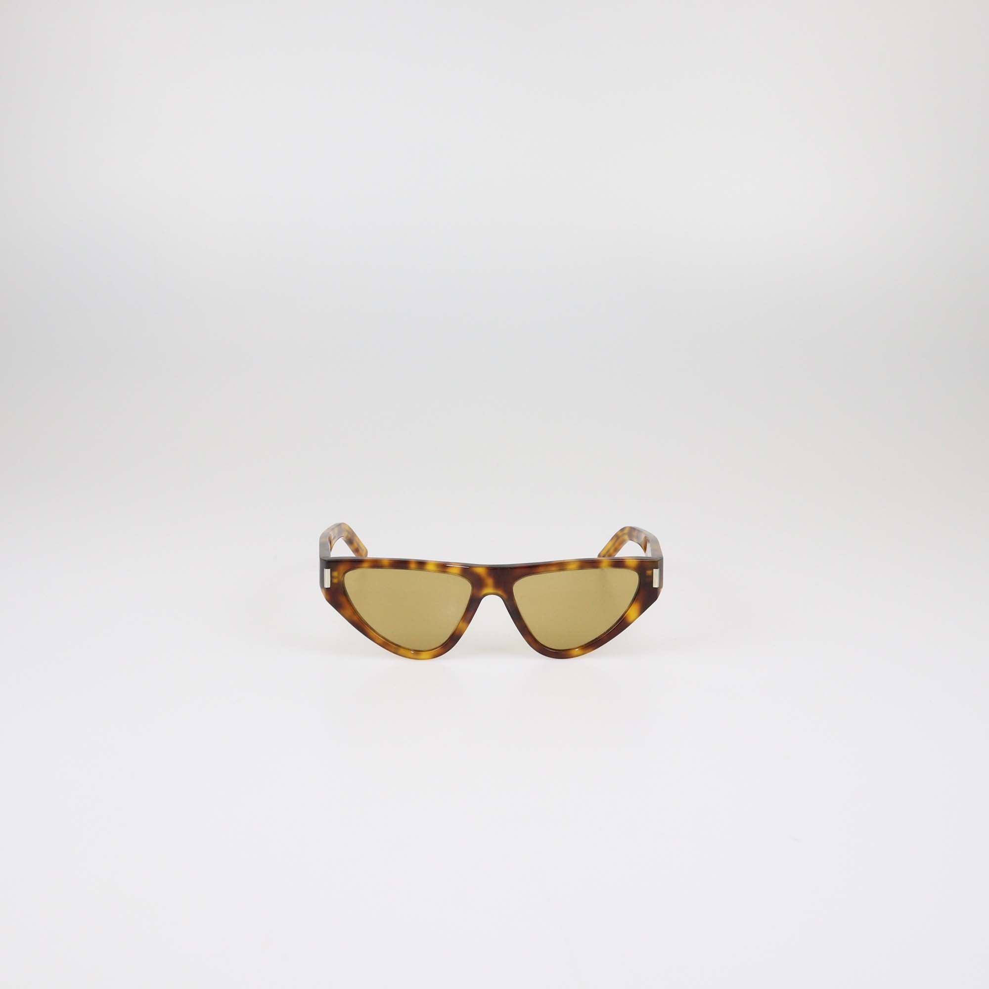 Saint Laurent Brown Tortoise Acetate Cat Eye Sunglasses