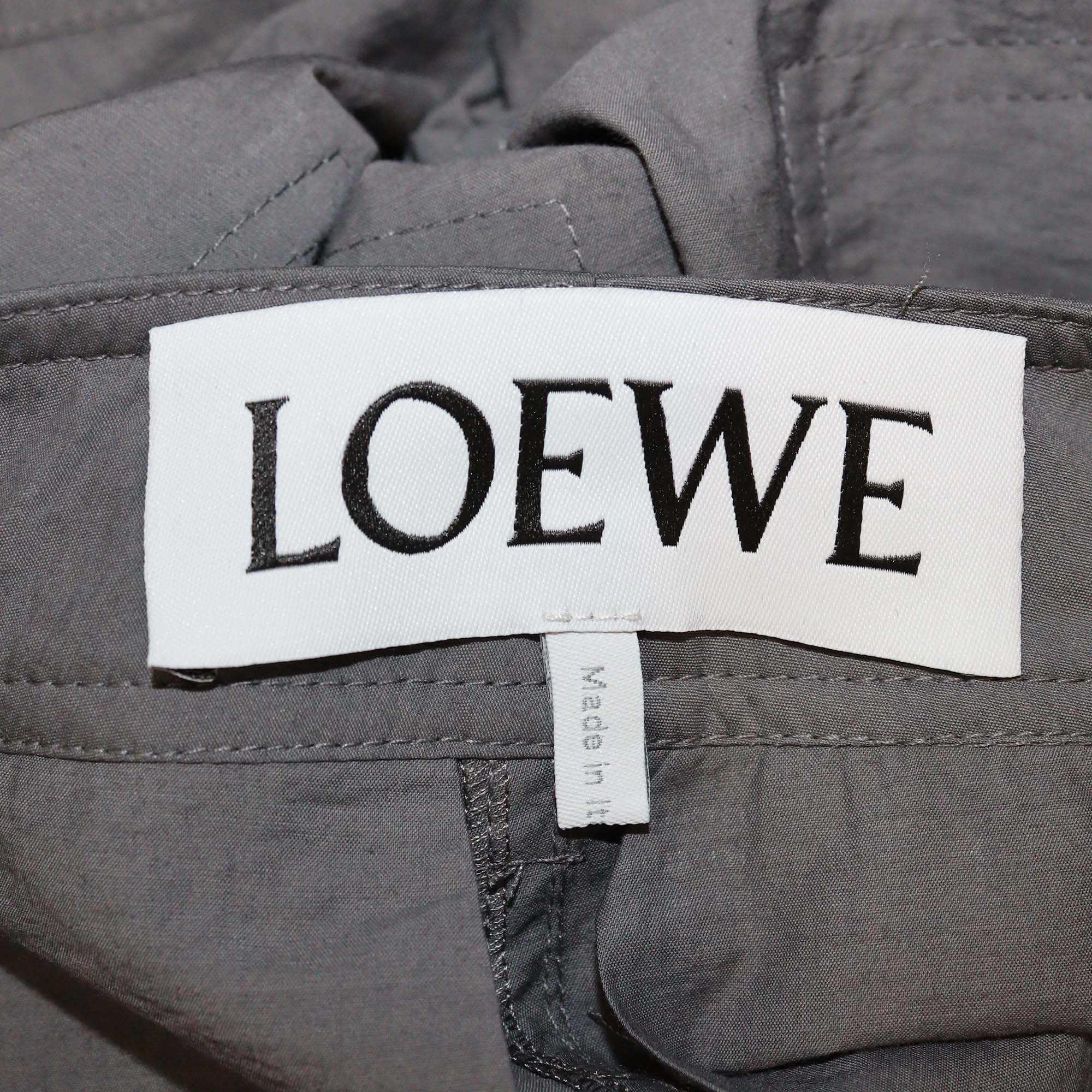 Loewe Grey Cotton Nylon Blend Pleated Pants
