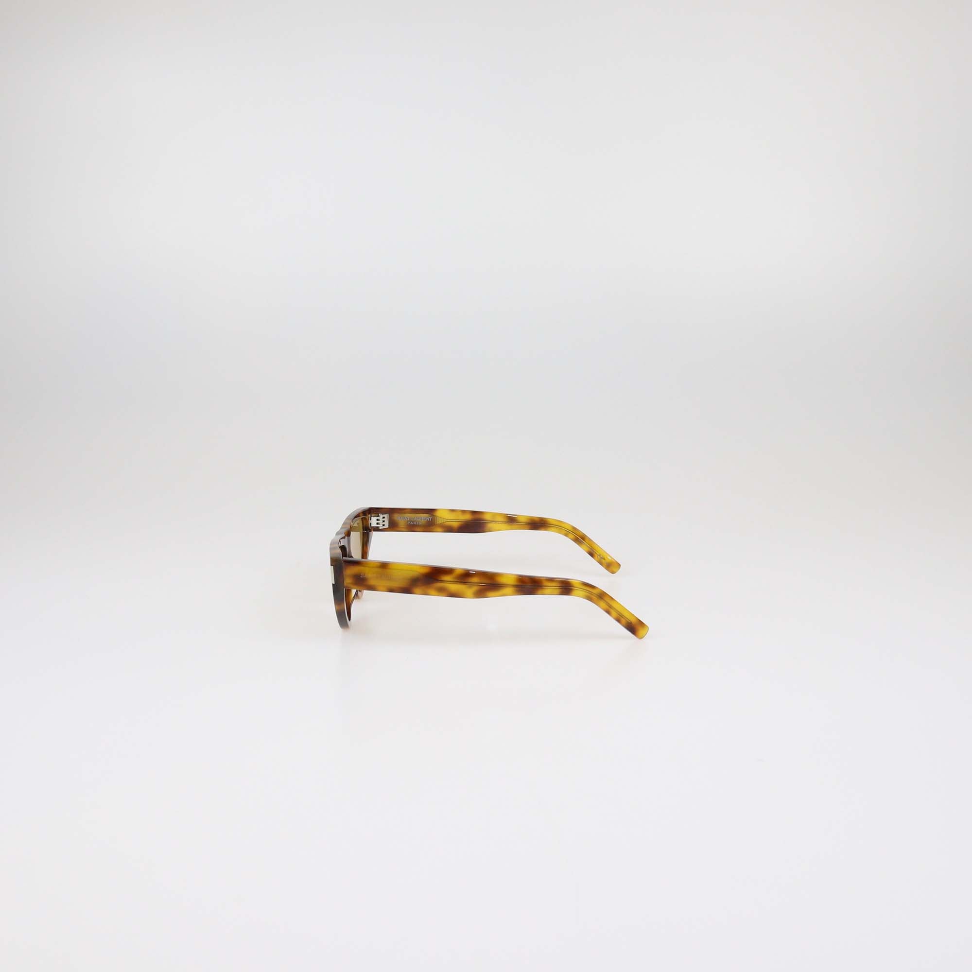 Saint Laurent Brown Tortoise Acetate Cat Eye Sunglasses