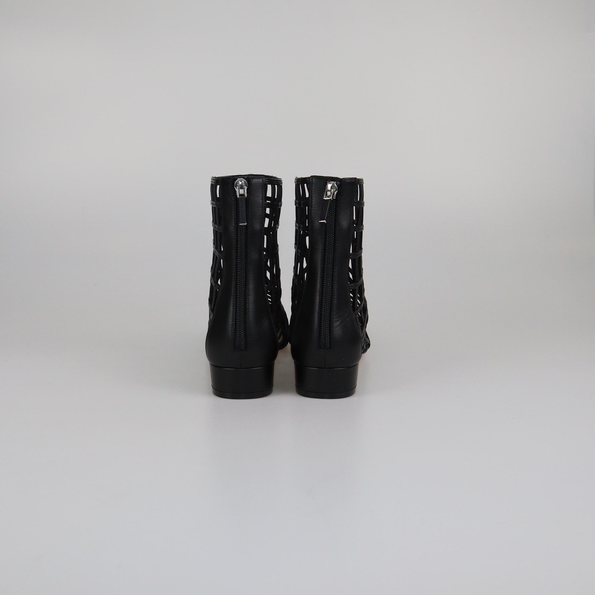 Christian Dior Black Cage Ankle Length Boots Womens Christian Dior