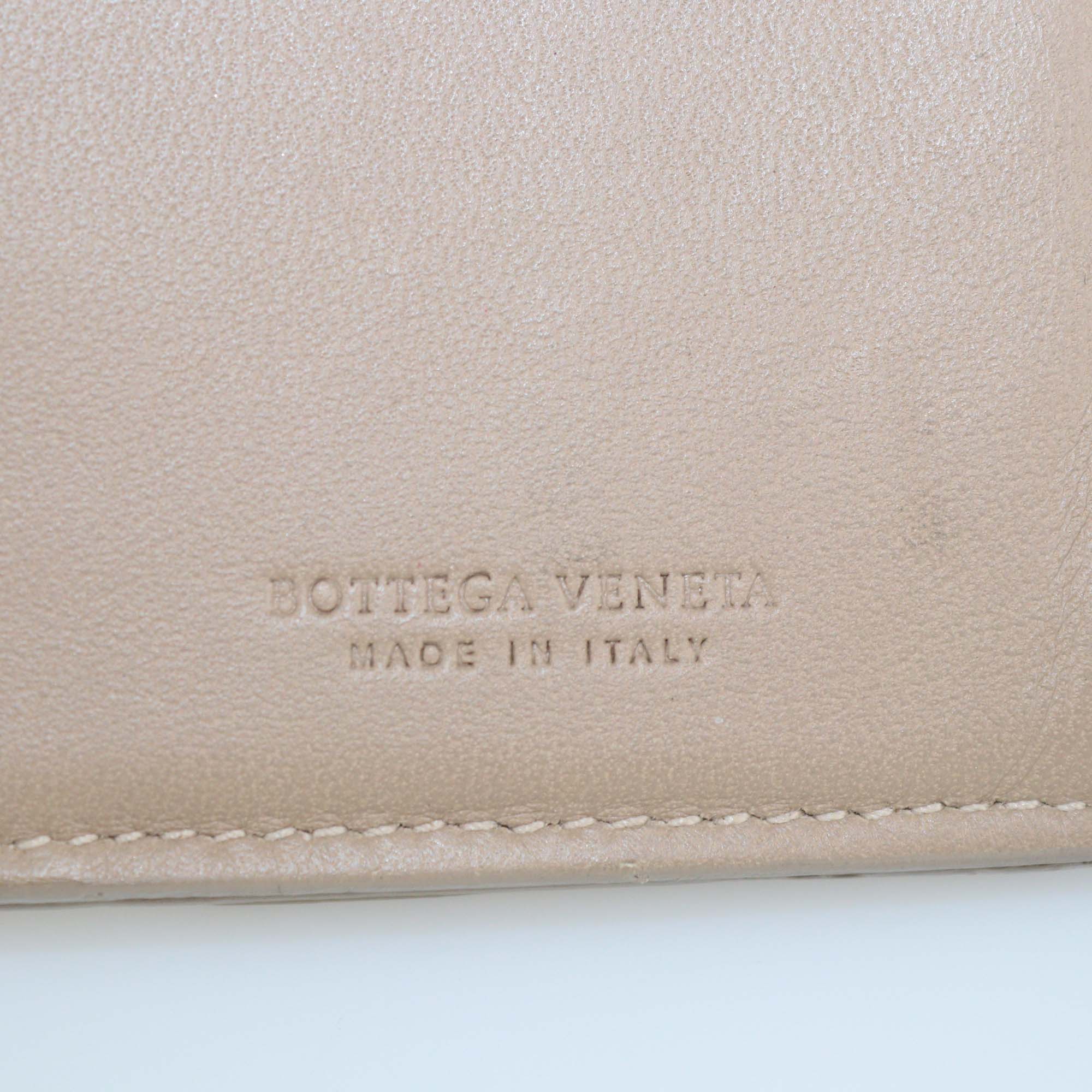 Bottega Veneta Beige Intrecciato Leather Long French Wallet