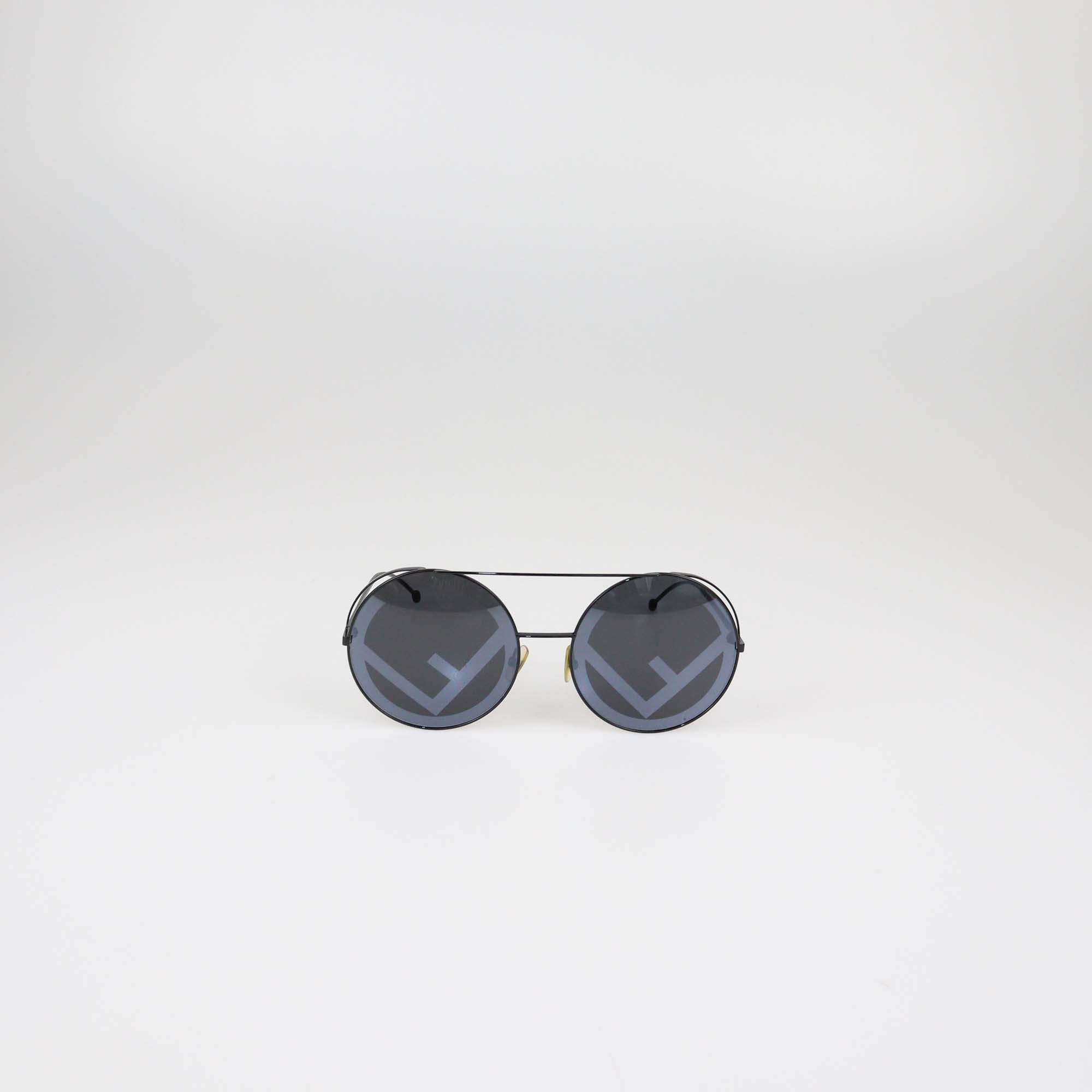 Fendi Black/Grey Zucca FF Fendirama Round Sunglasses