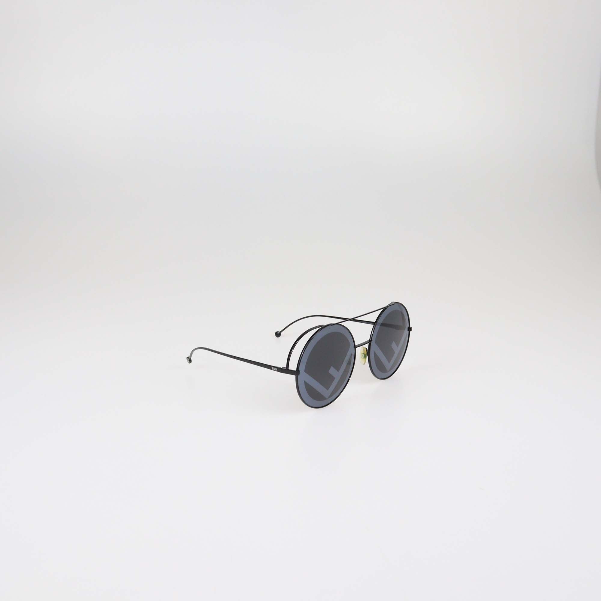 Fendi Black/Grey Zucca FF Fendirama Round Sunglasses