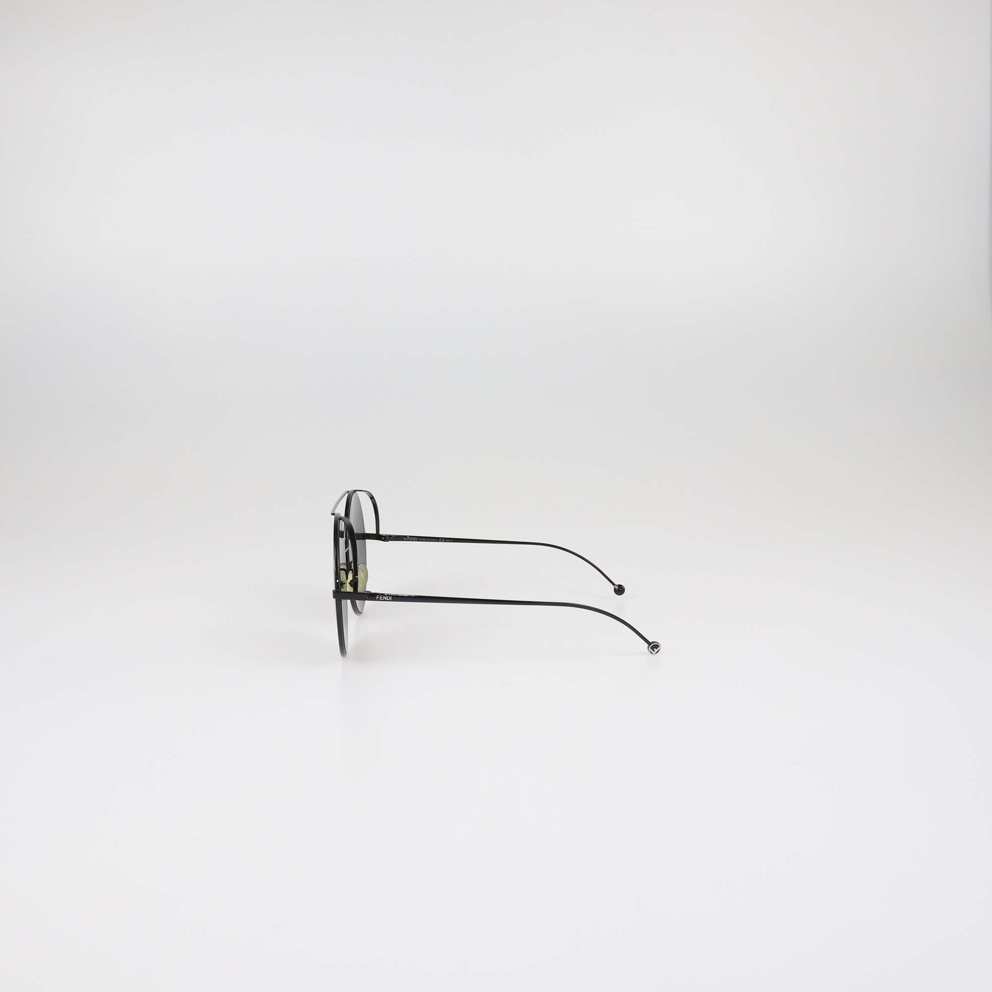 Fendi Black/Grey Zucca FF Fendirama Round Sunglasses