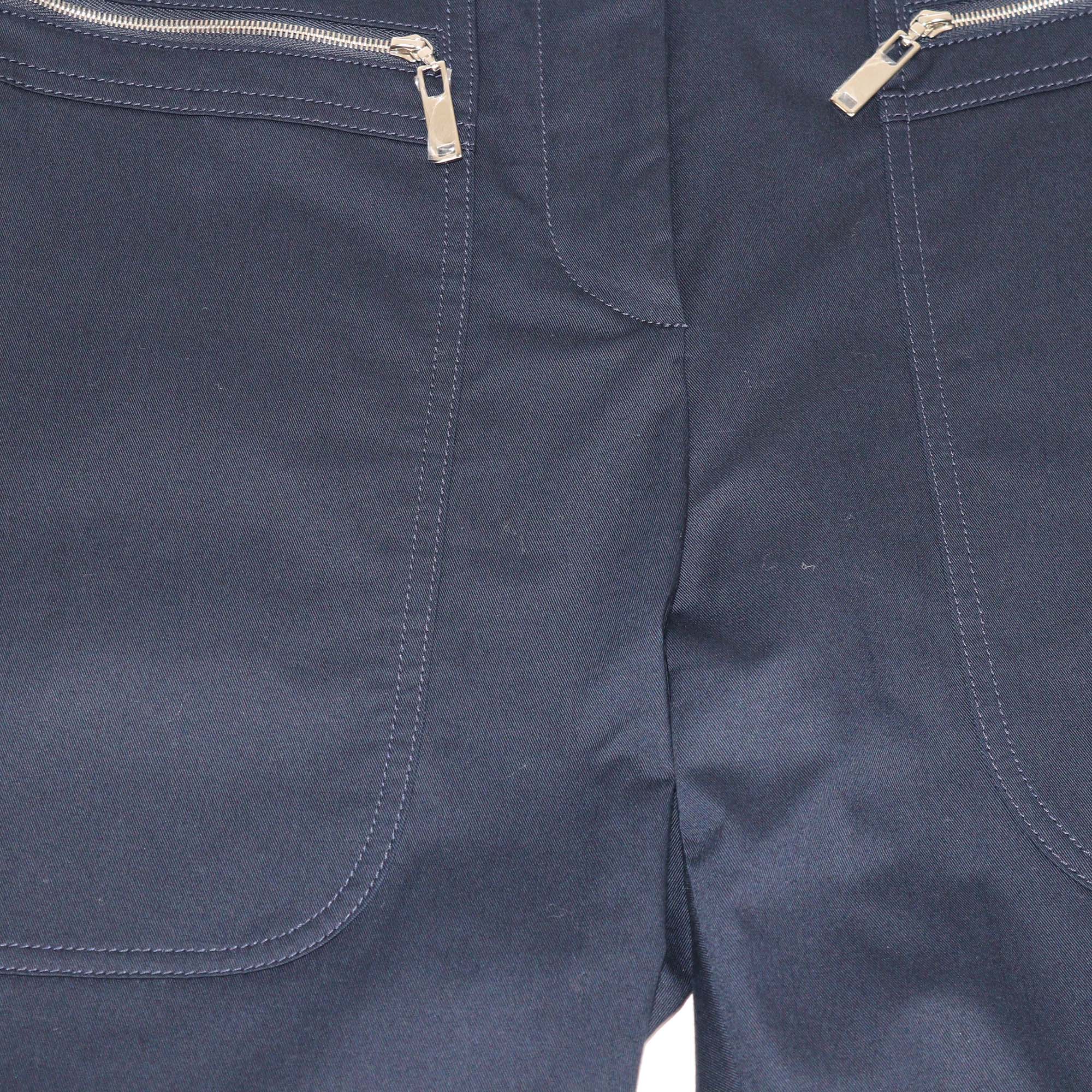 Louis Vuitton Navy Blue Cotton Blend Zip Cargo Pants