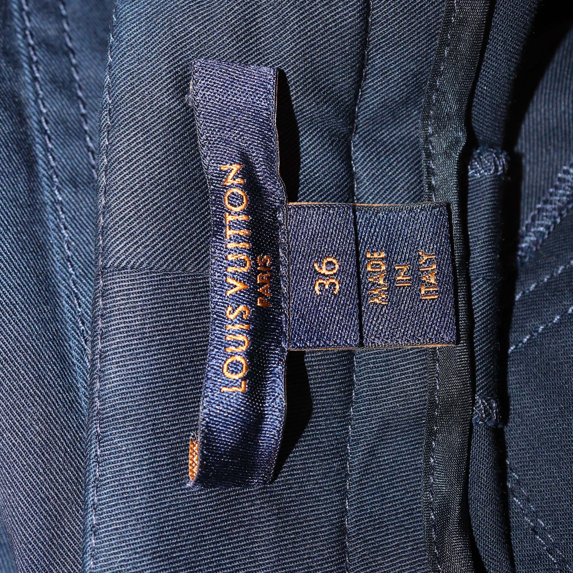 Louis Vuitton Navy Blue Cotton Blend Zip Cargo Pants