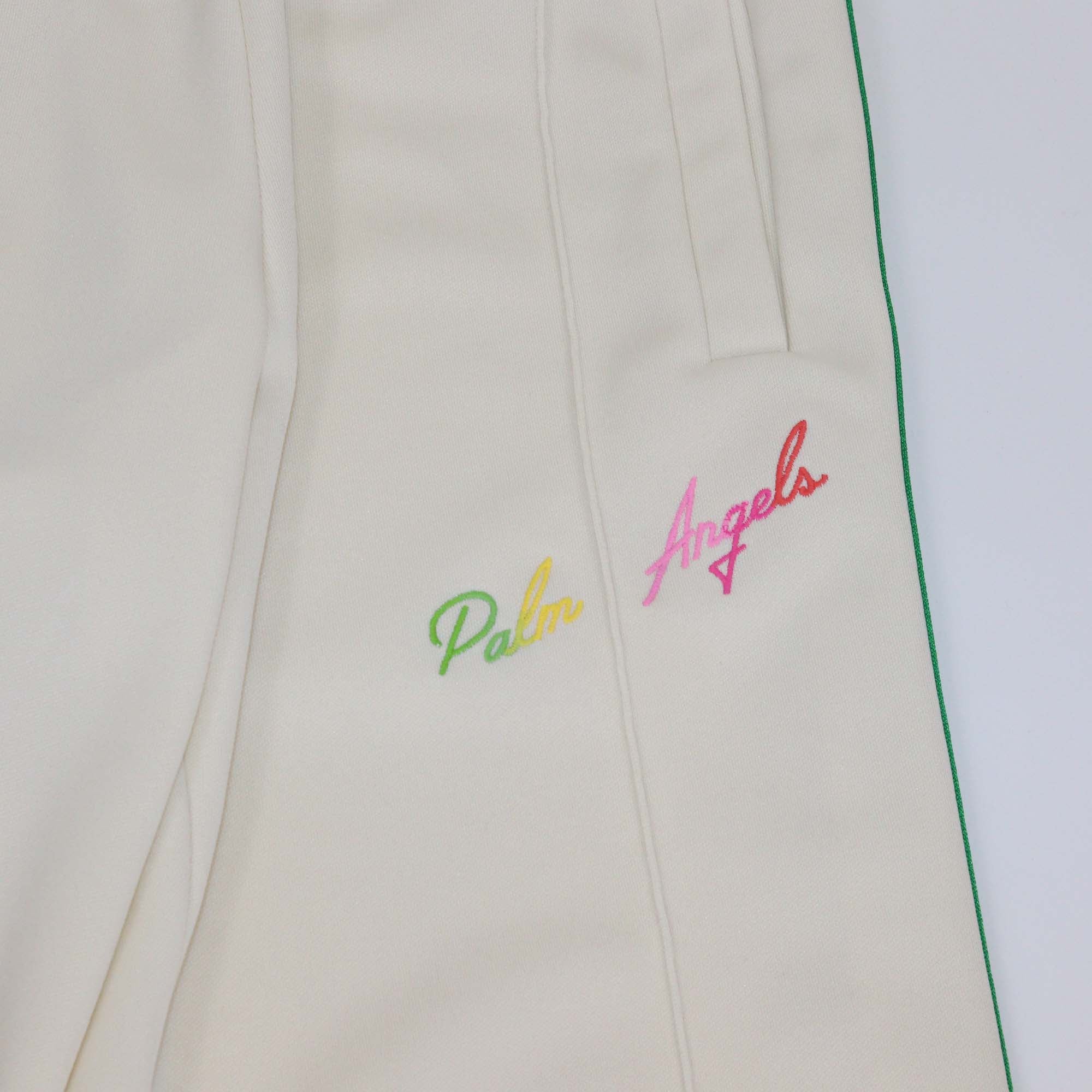 Palm Angels Cream Rainbow Side Stripe Detail Track Pants