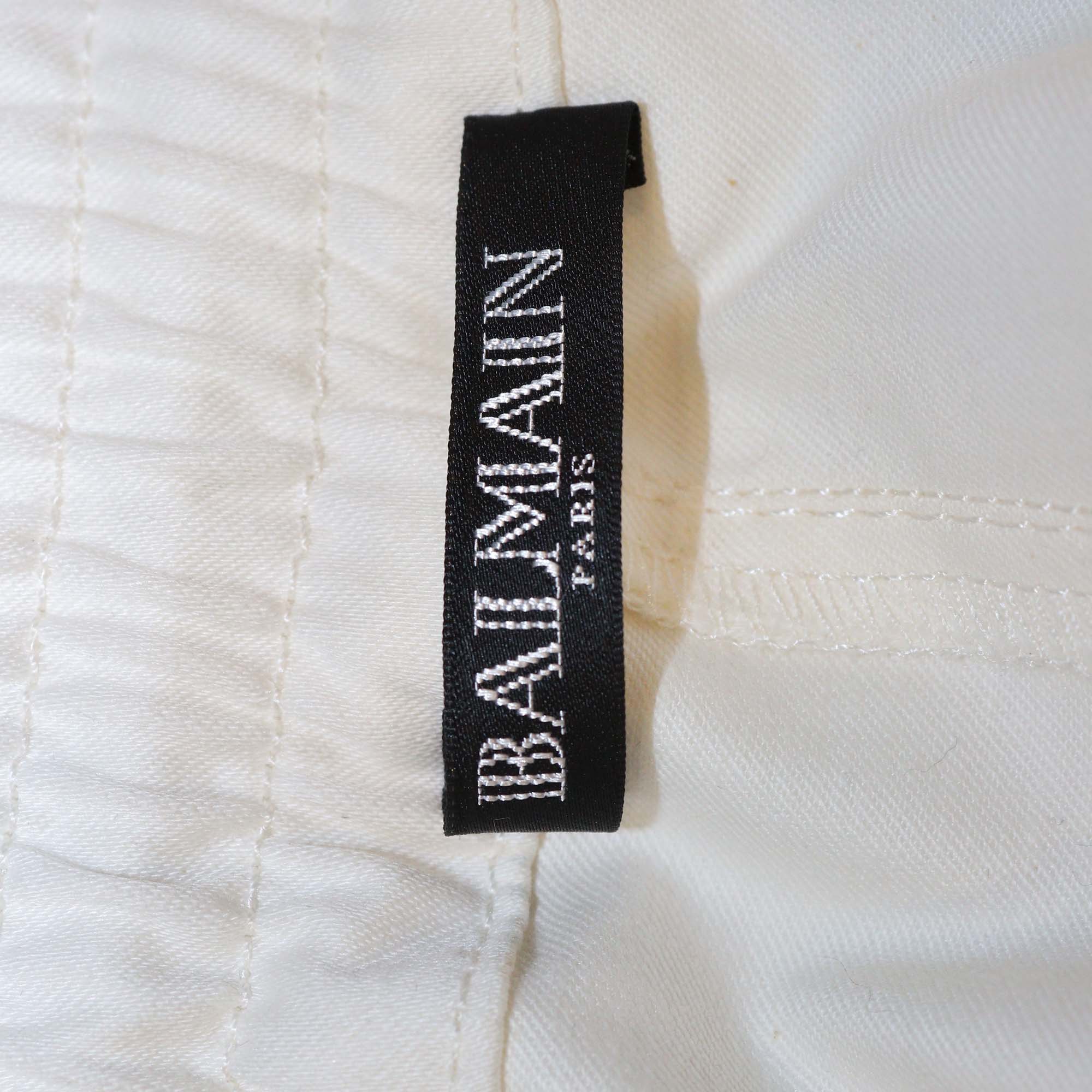 Balmain Cream Cotton Blend Knit Zip Detail Track Pants
