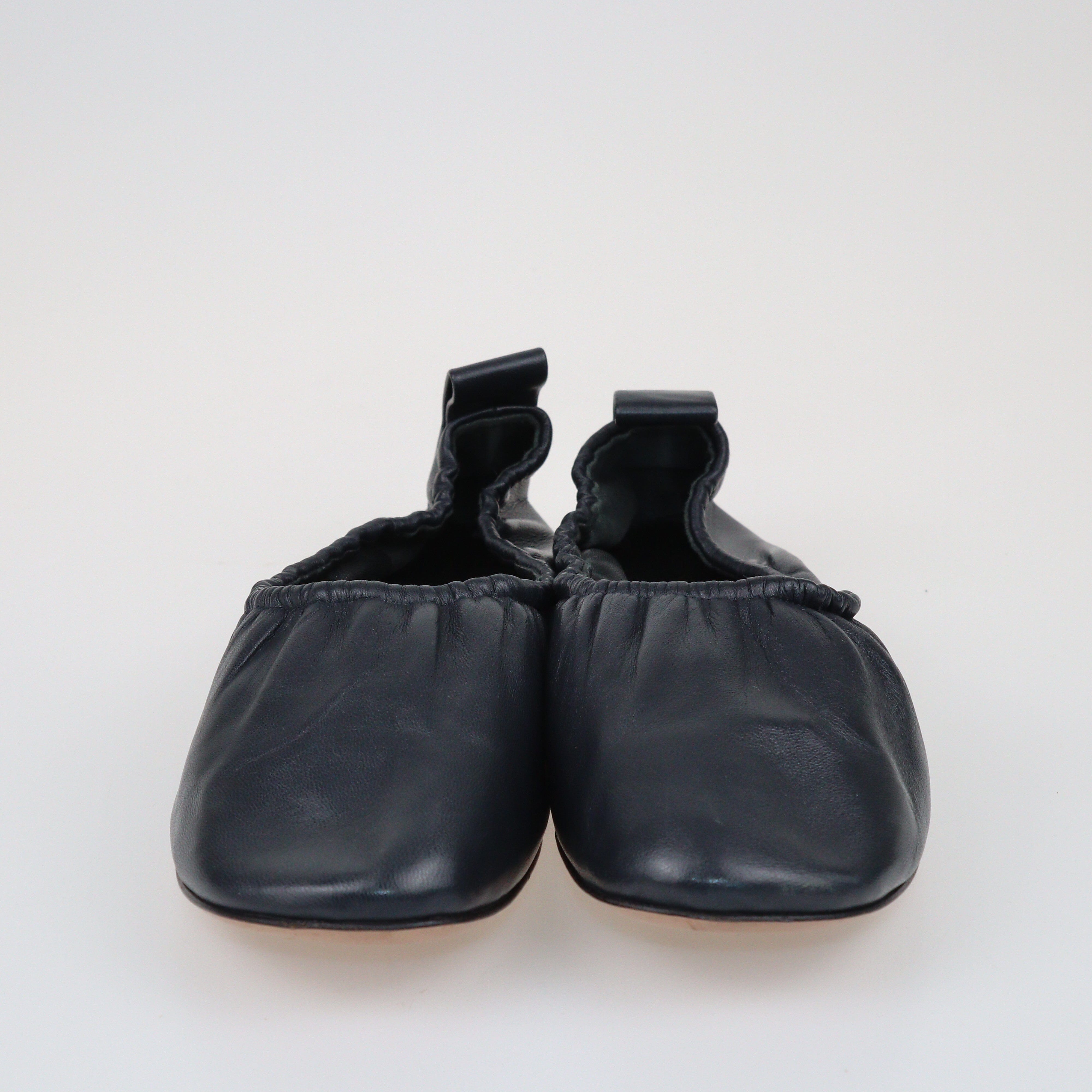 Black Scrunch Ballet Flats Shoes Celine 