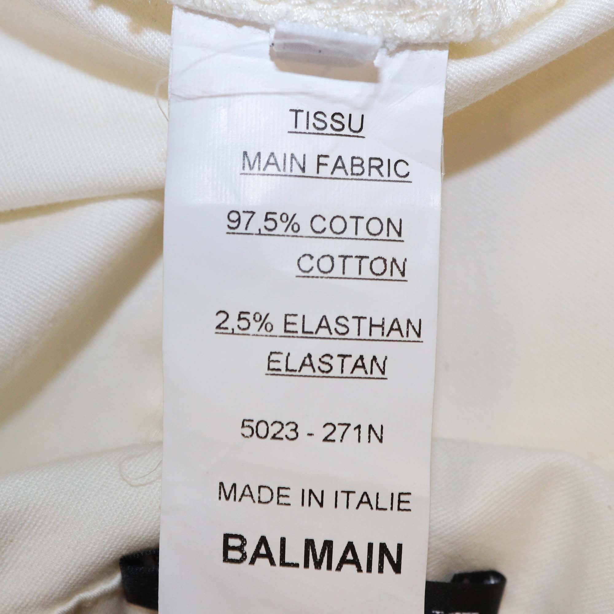 Balmain Cream Cotton Blend Knit Zip Detail Track Pants