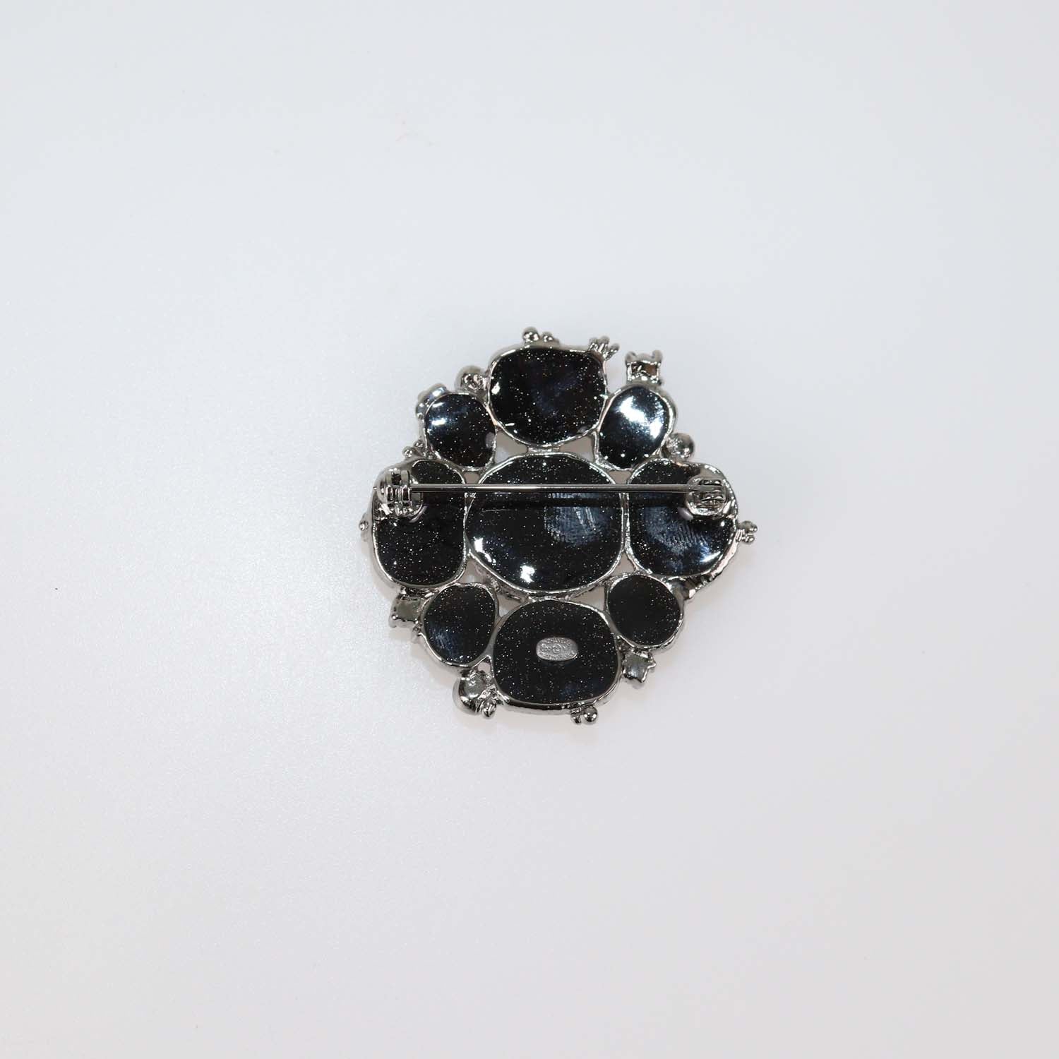 Chanel Black Metallic Gripoix And Crystal Pin Brooch
