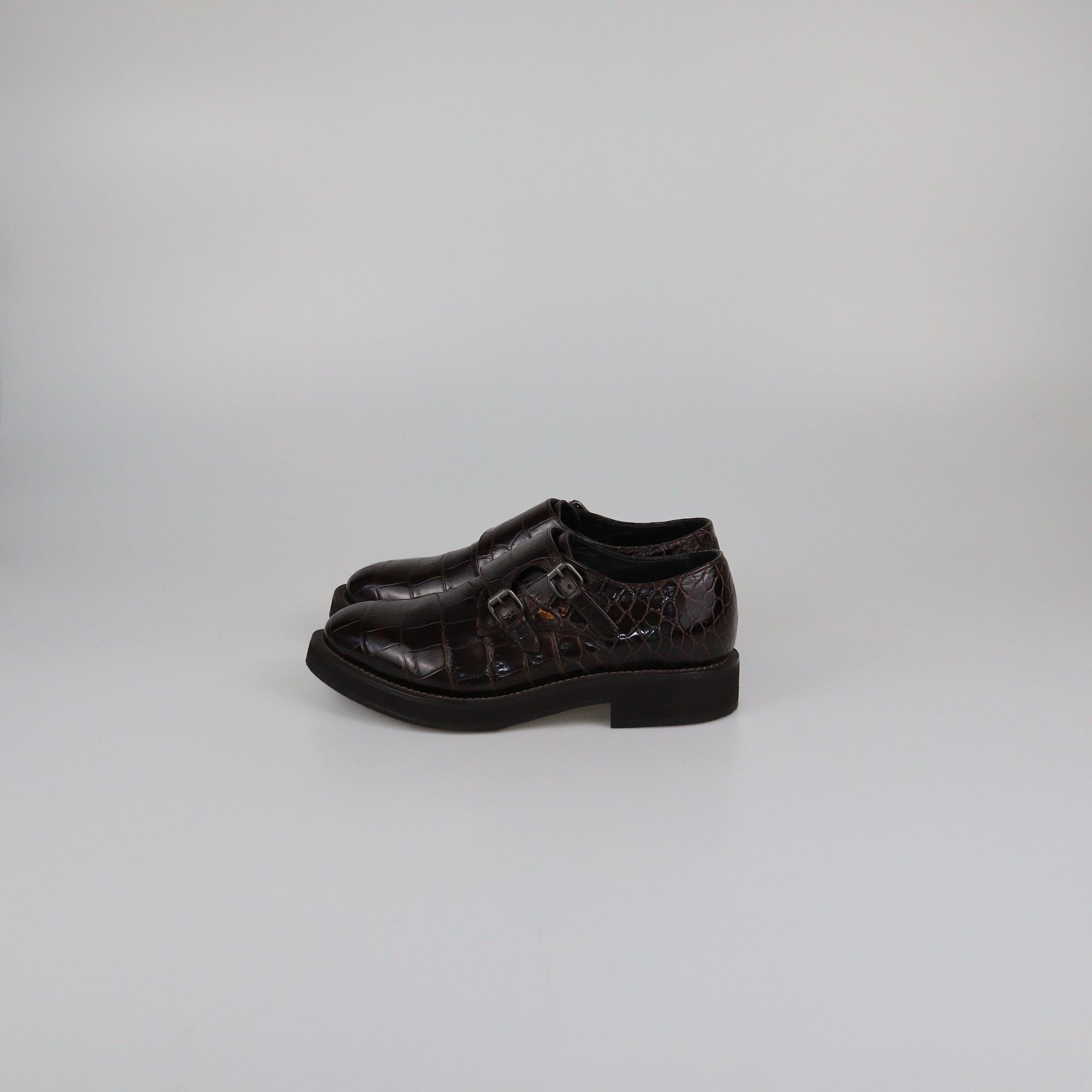 Brunello Cucinelli Dark Brown Shine Alligator Loafers Womens Brunello Cucinelli