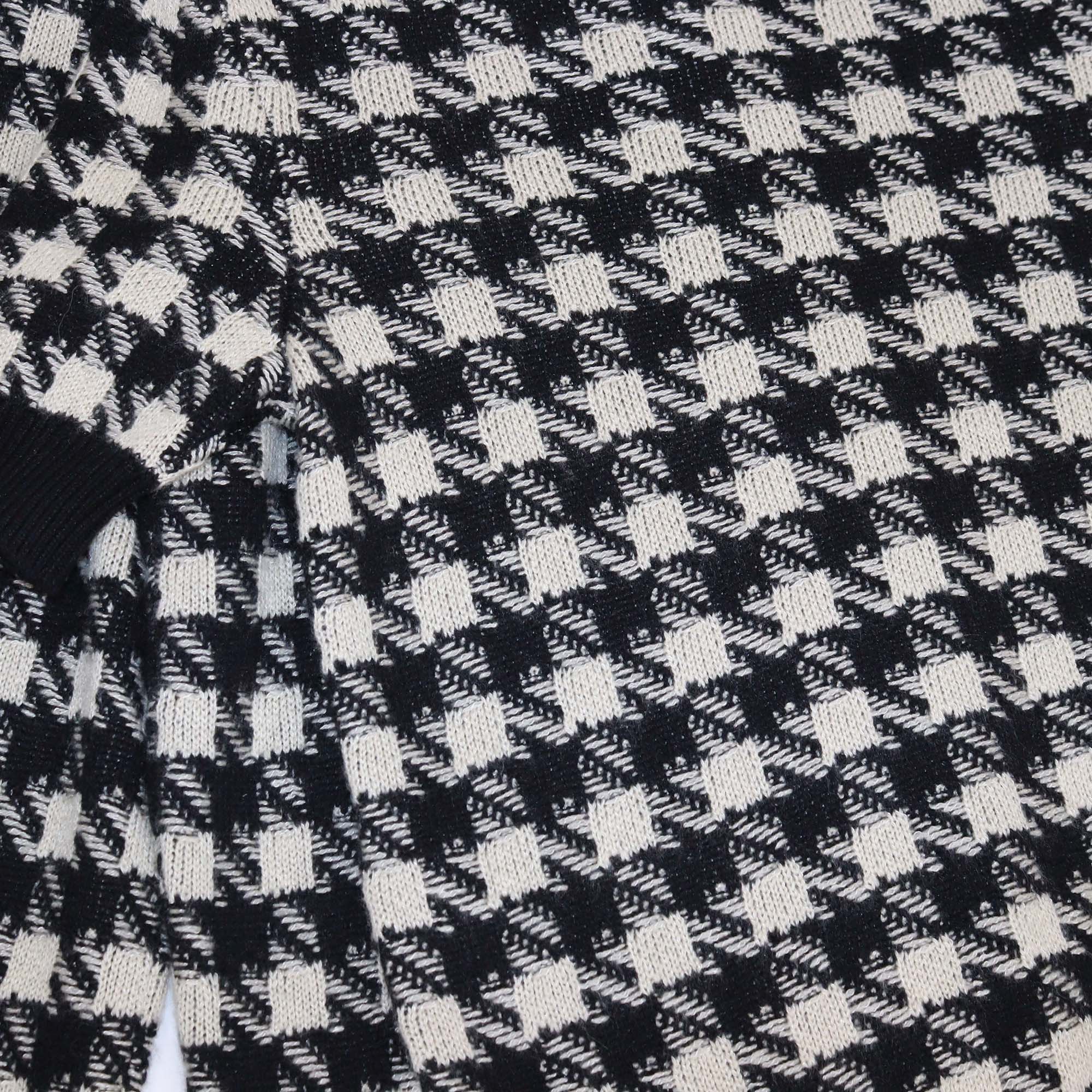 Gucci Black/White Cashmere Blend Knit Houndstooth Top & Lounge Pants