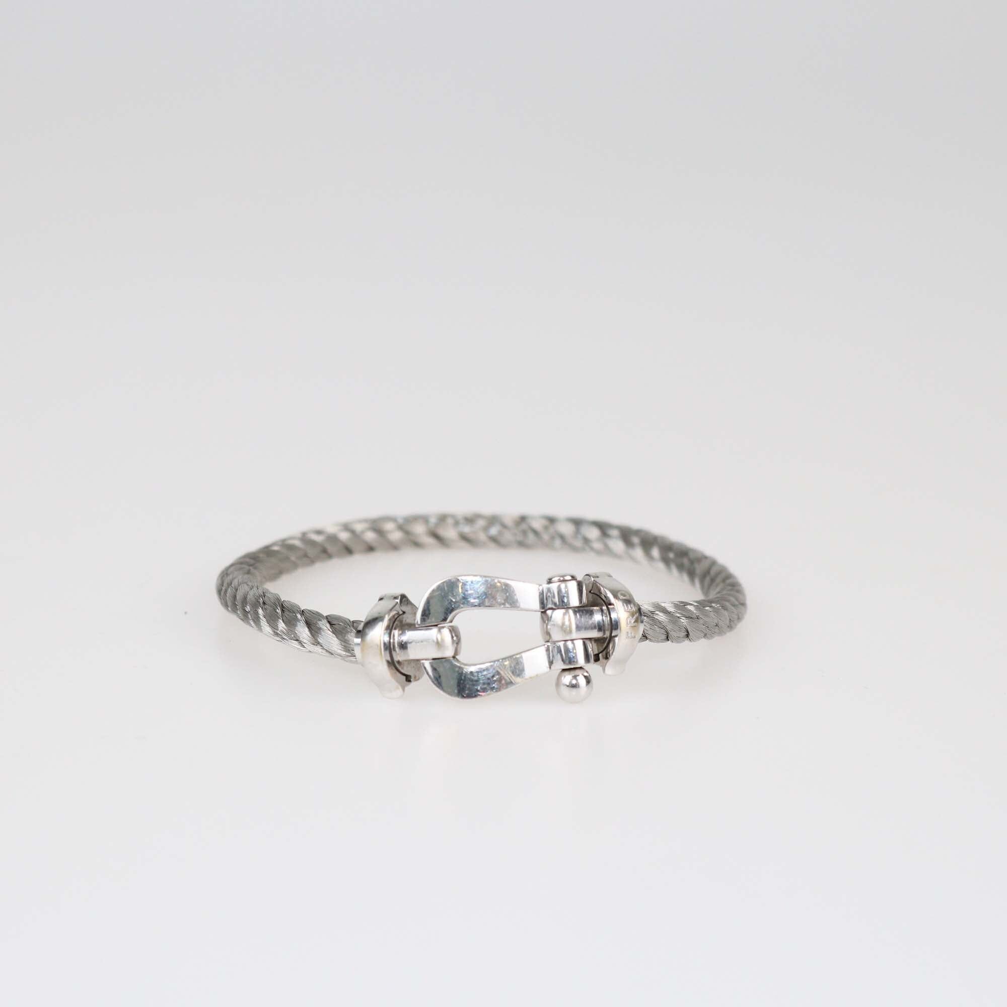 Fred White Gold Force 10 Cable Bracelet Womens Fred