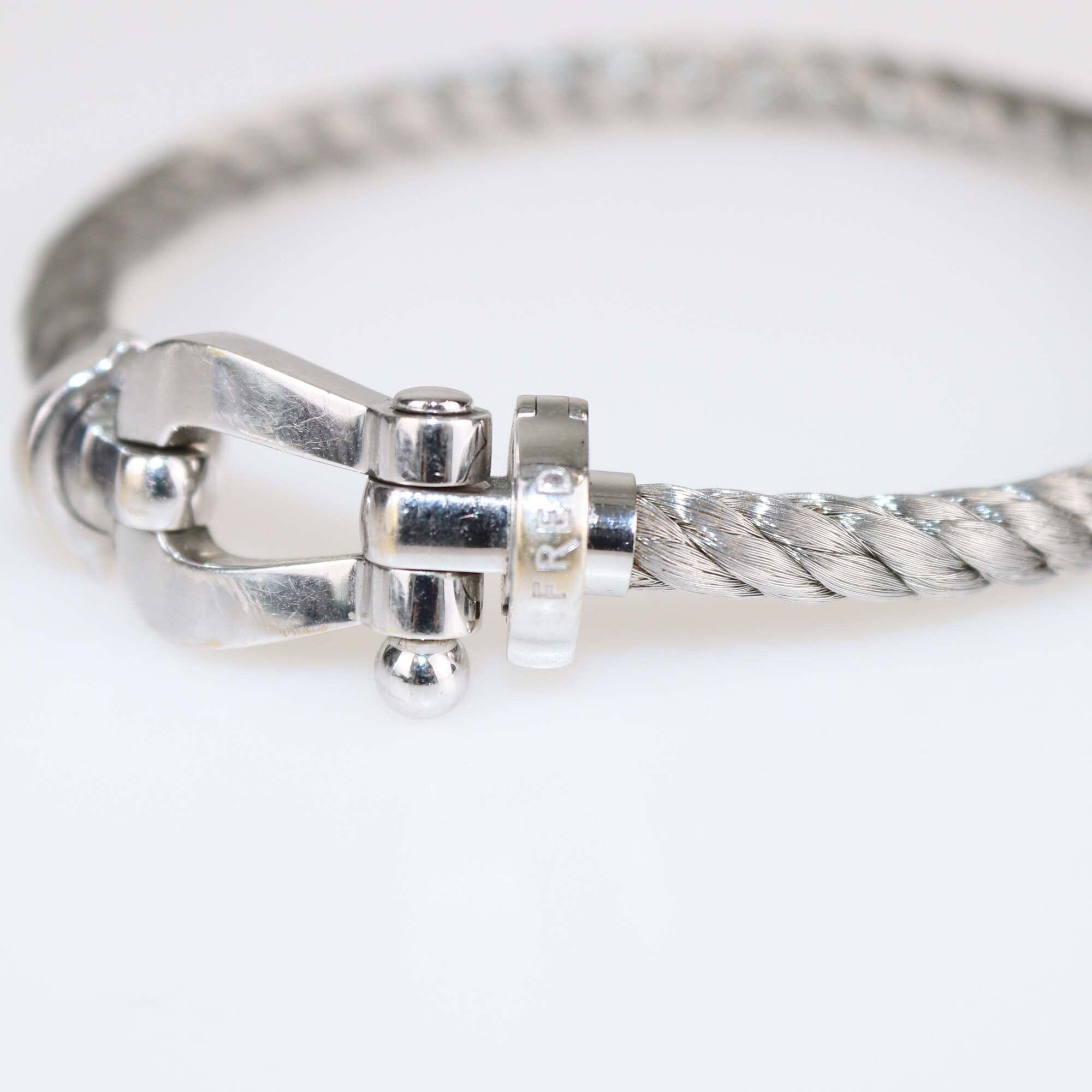 Fred White Gold Force 10 Cable Bracelet Womens Fred