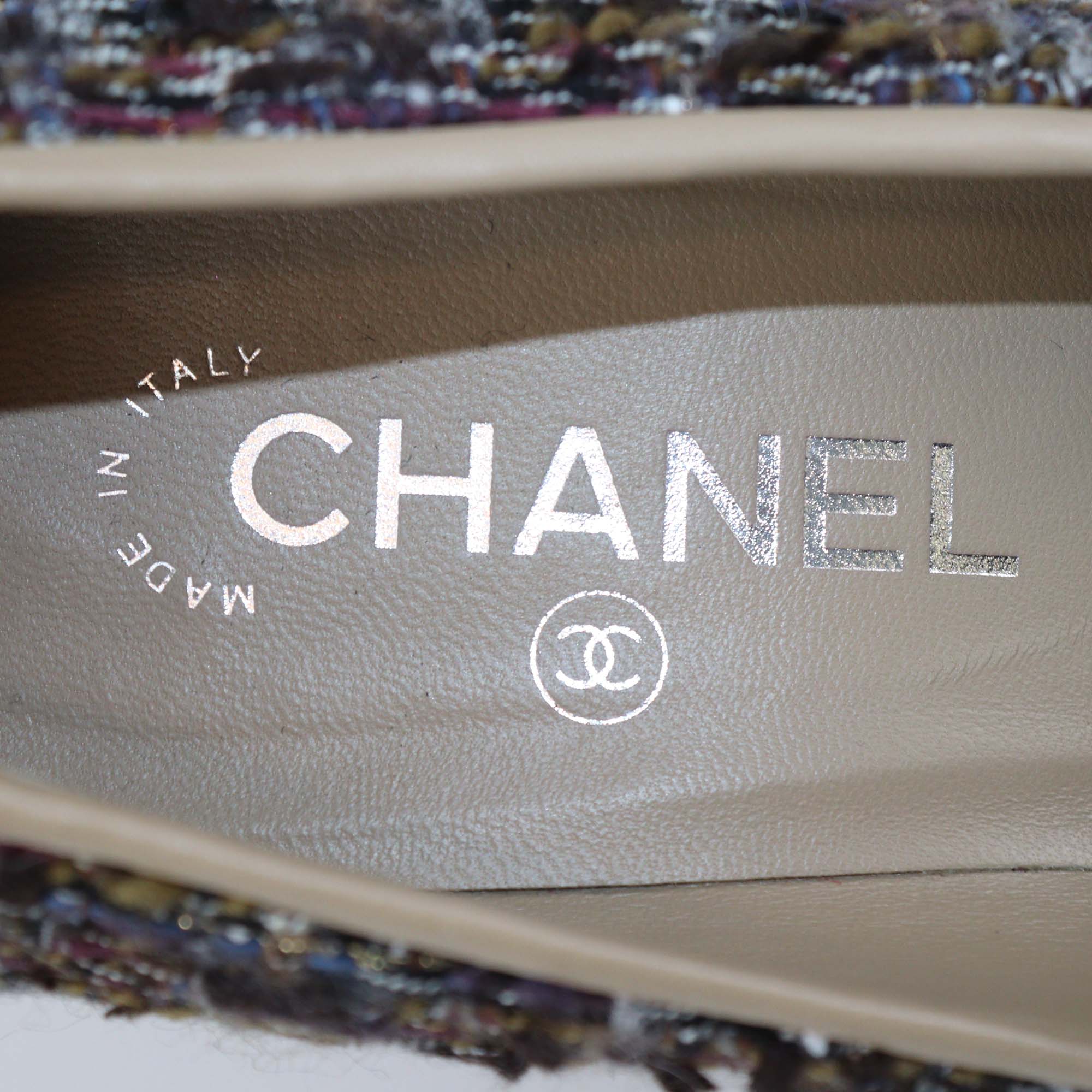 Chanel Black Leather Metal Quilted Heel Cap Toe Pumps