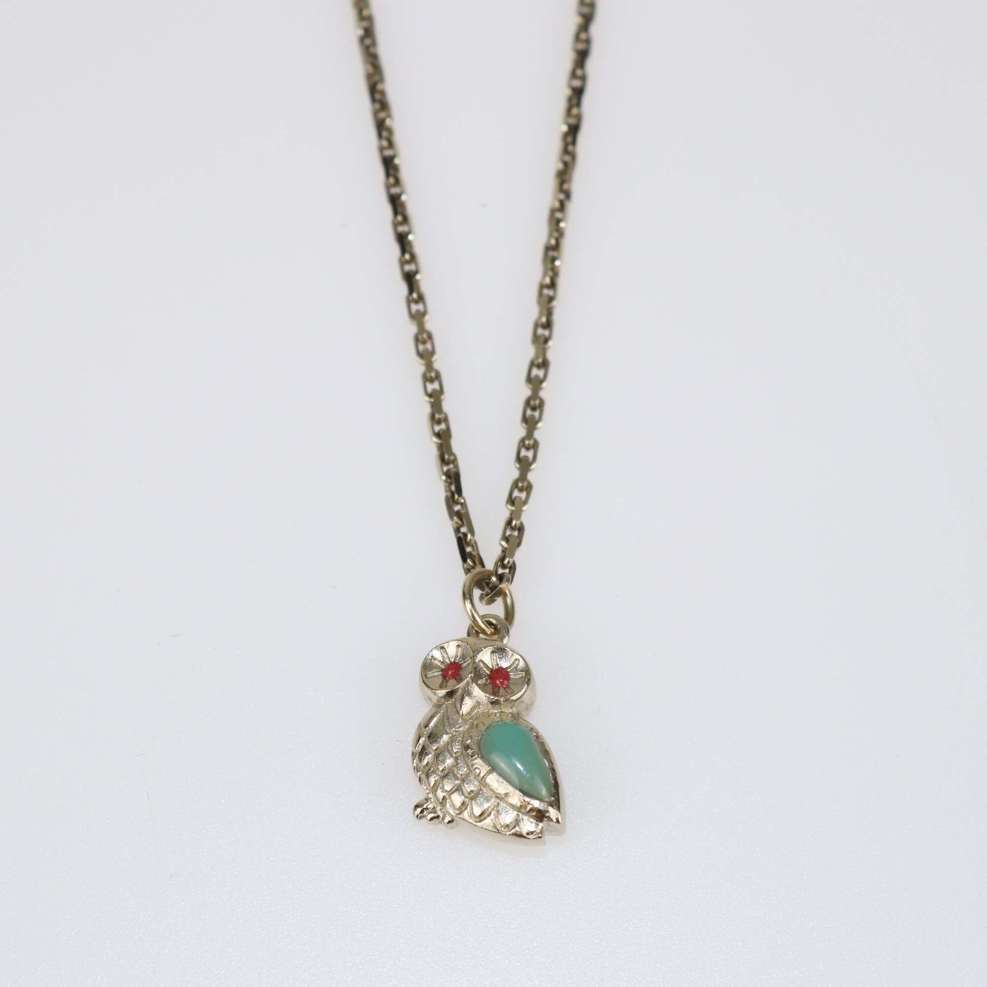 Chanel Gold Tone Owl CC Rhinestone Necklace Womens Chanel