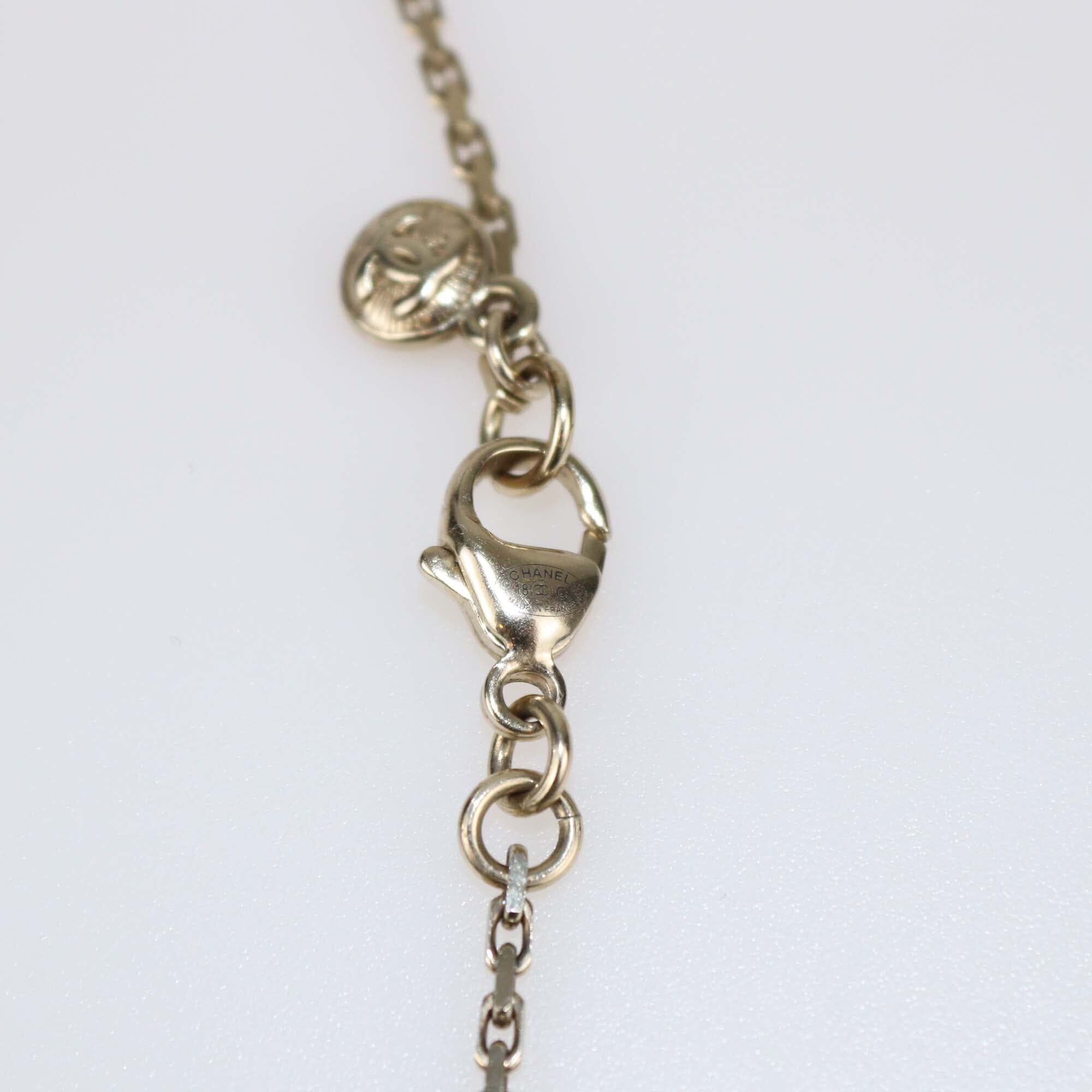 Chanel Gold Tone Owl CC Rhinestone Necklace Womens Chanel