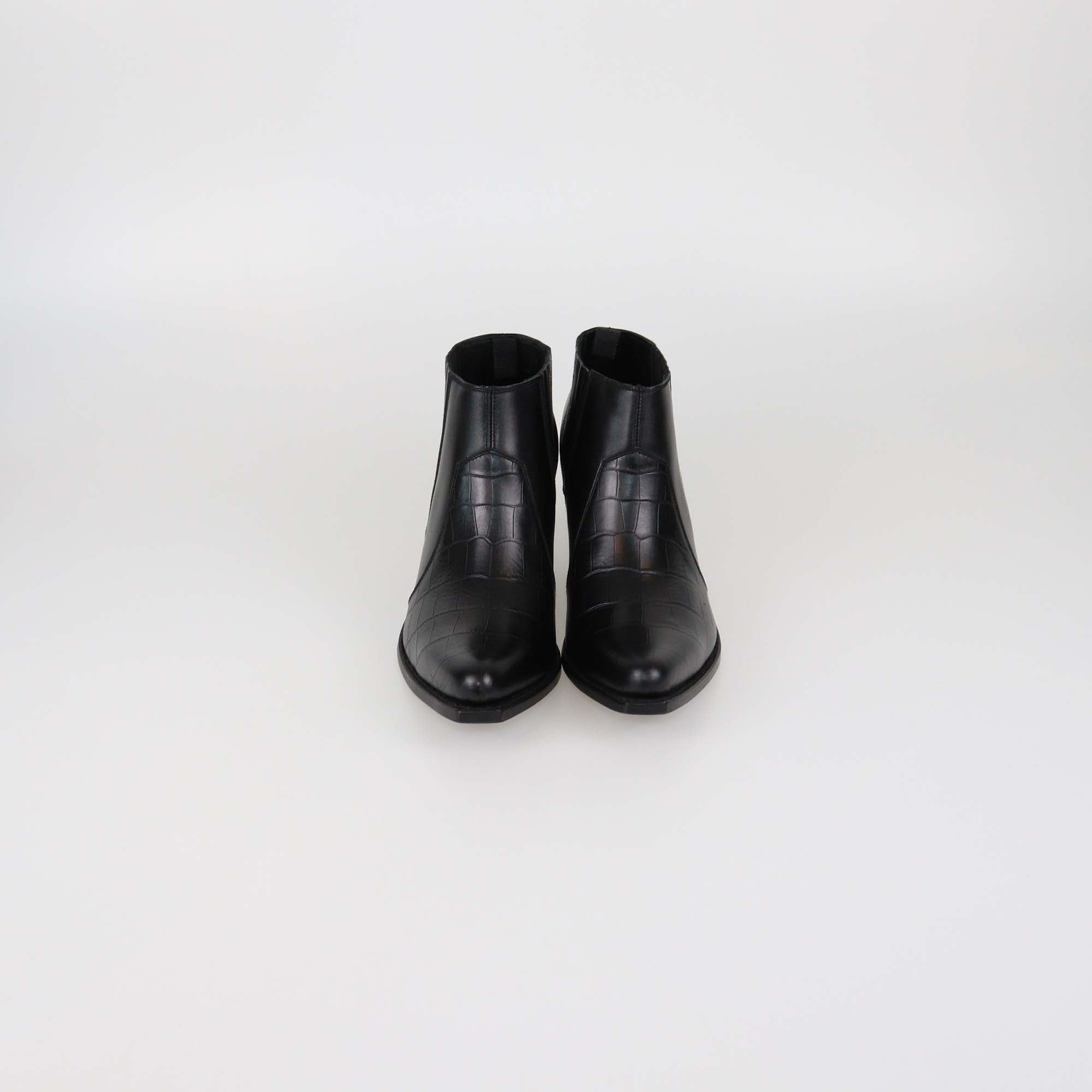Celine Black Croc Embossed Leather Western Boots
