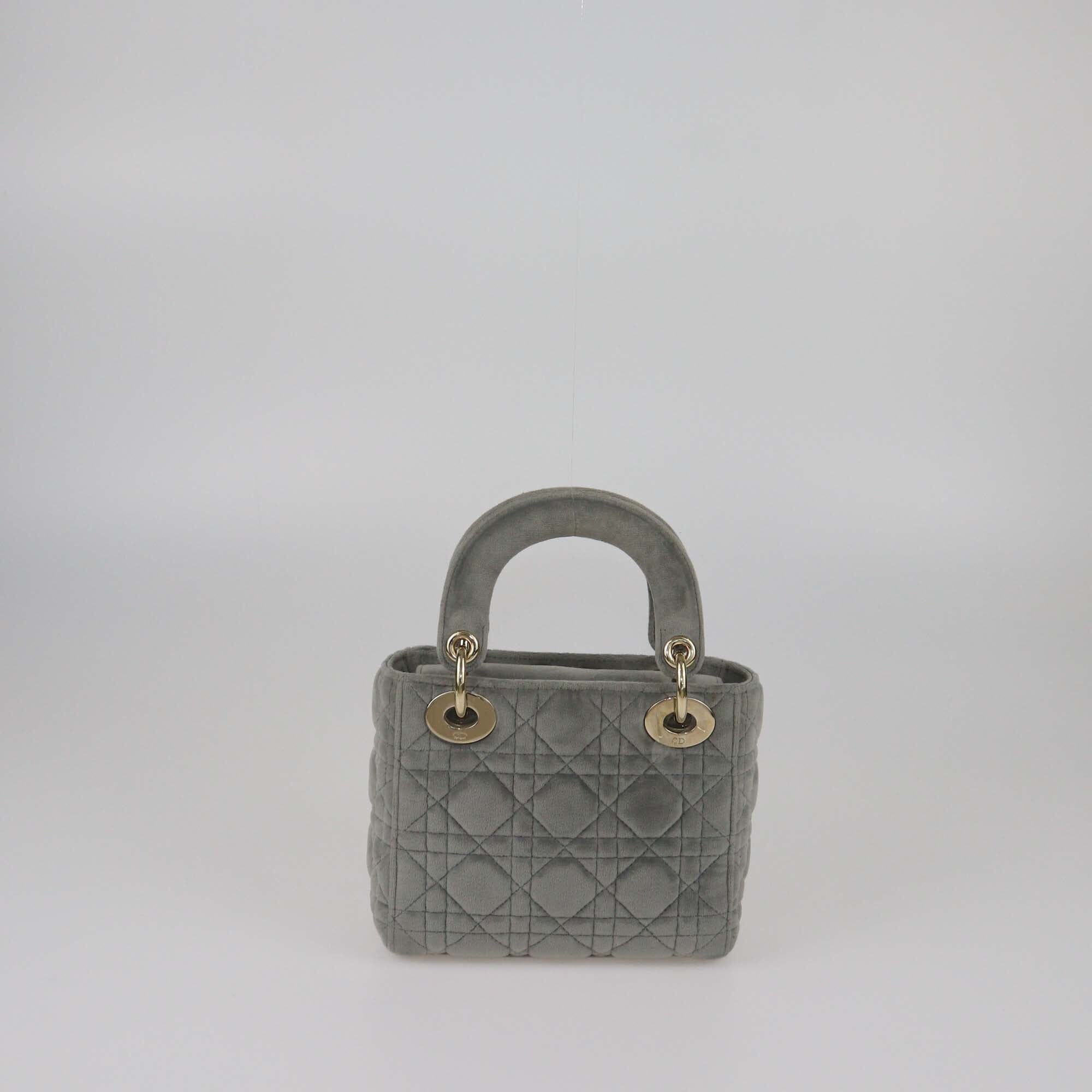Christian Dior Grey Cannage Mini Lady Dior Tote Womens Christian Dior