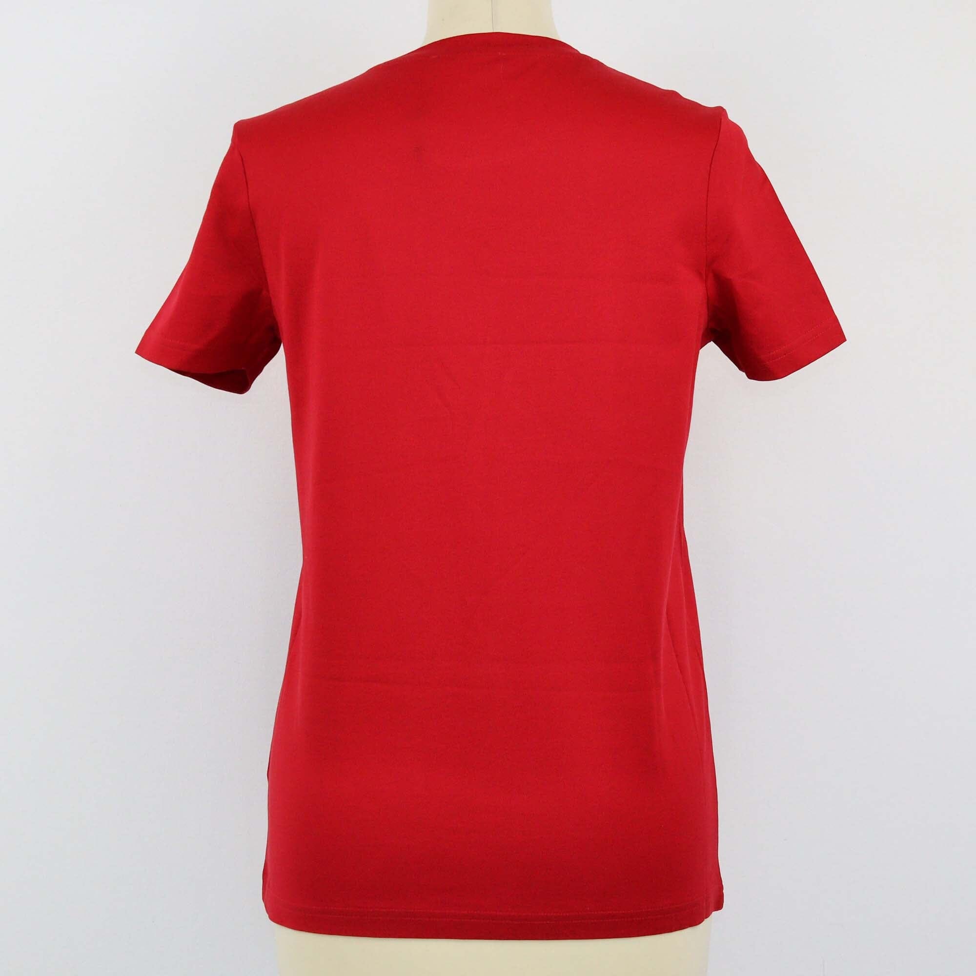 Balmain Red Logo Print Button Detail T Shirt Mens Balmain