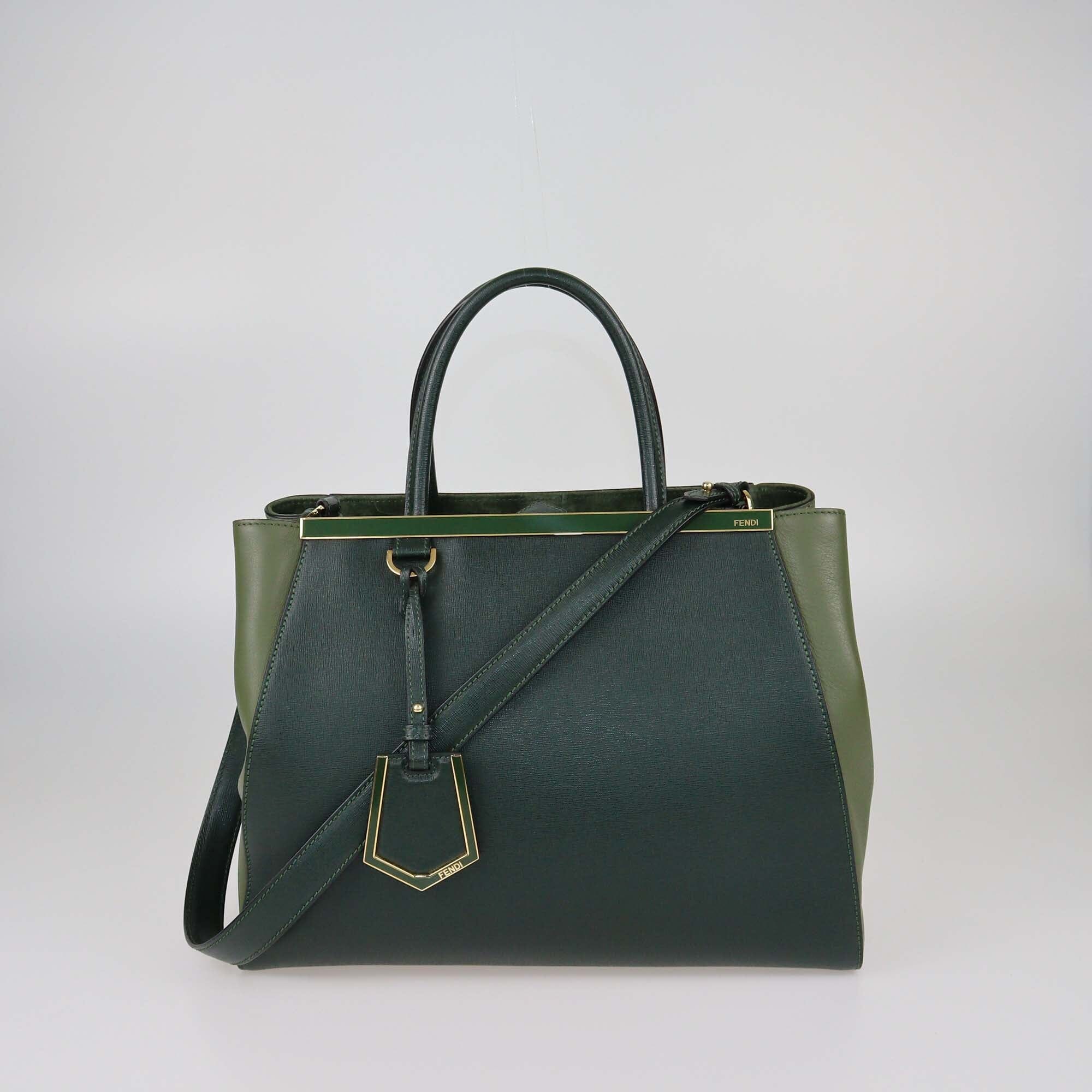 Fendi Green Medium 2Jours Tote Womens Fendi