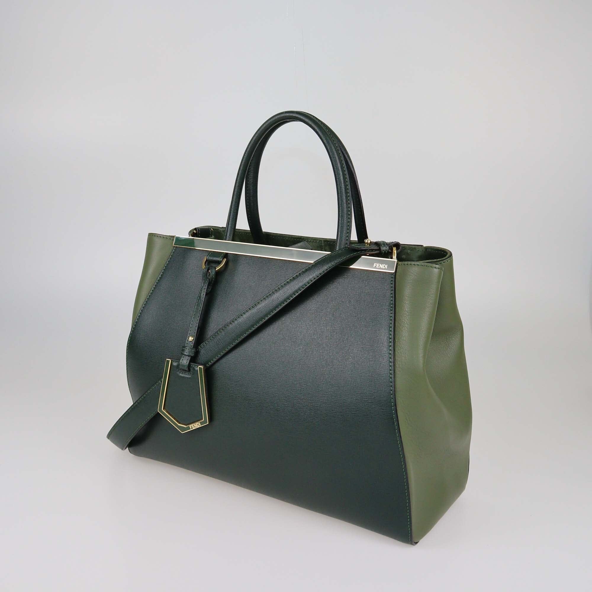 Fendi Green Medium 2Jours Tote Womens Fendi