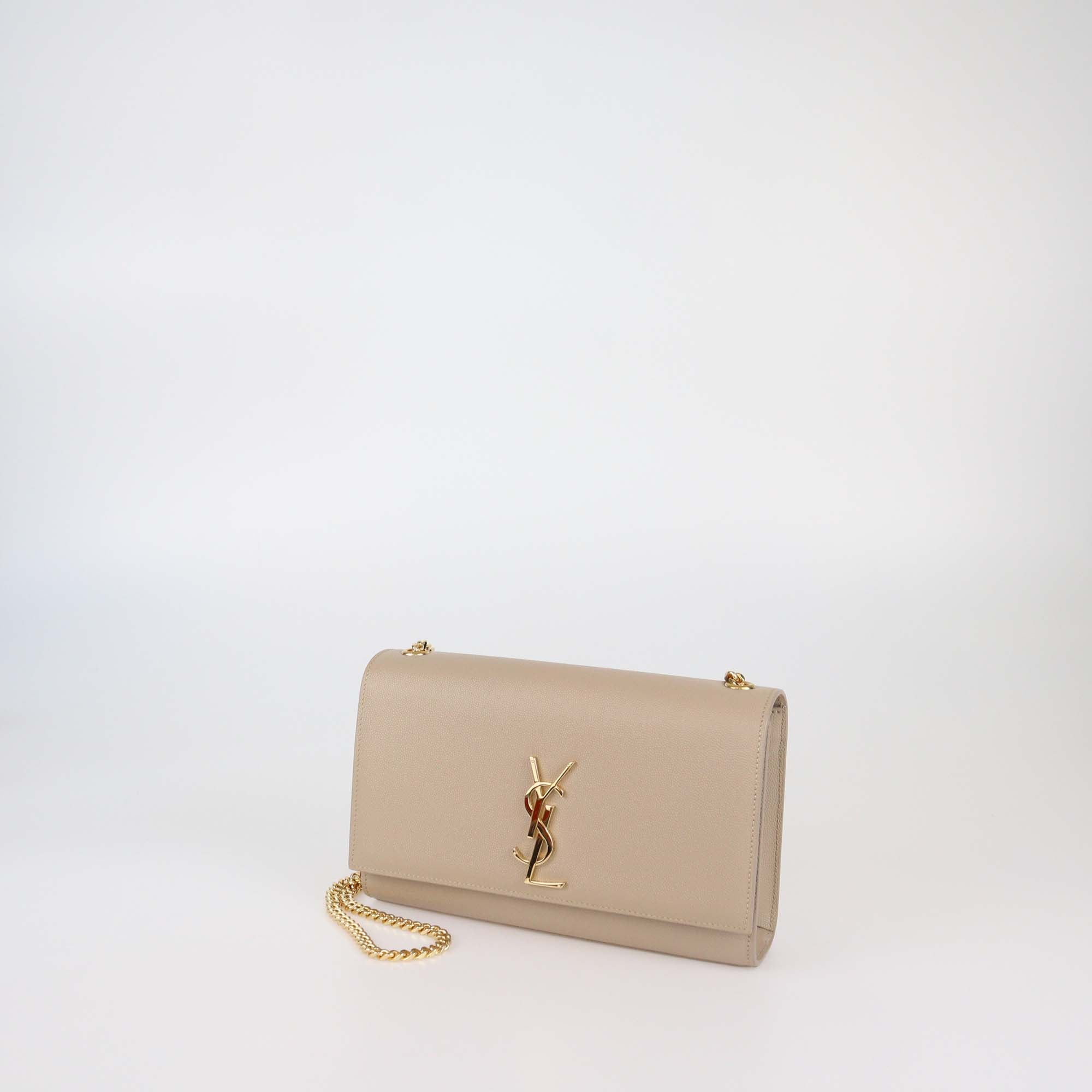 Saint Laurent Beige Leather Medium Kate Shoulder Bag