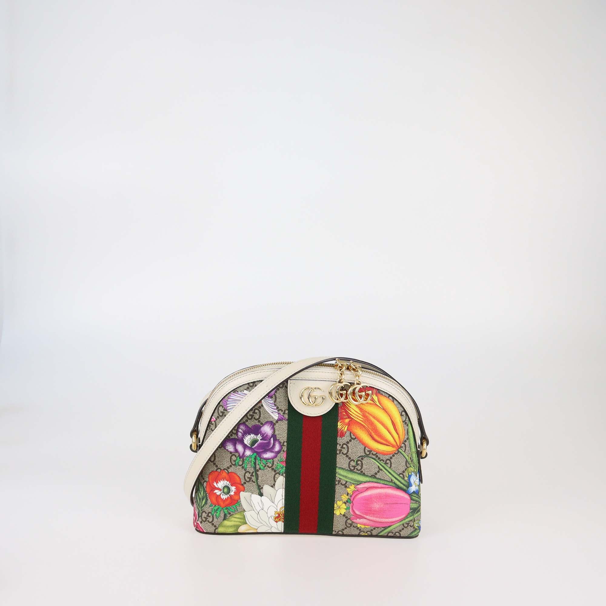 Gucci Multicolor GG Supreme Canvas Small Floral Ophidia Shoulder Bag