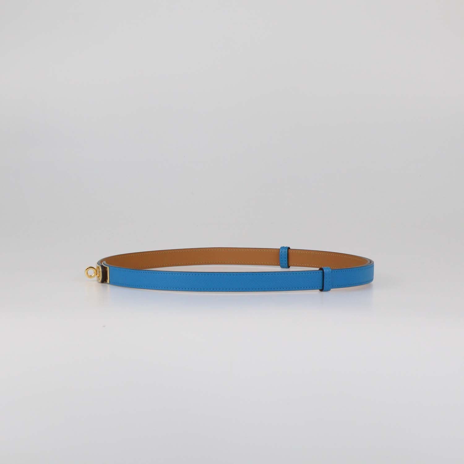 Hermes Blue Zanzibar Epsom Leather Kelly Belt