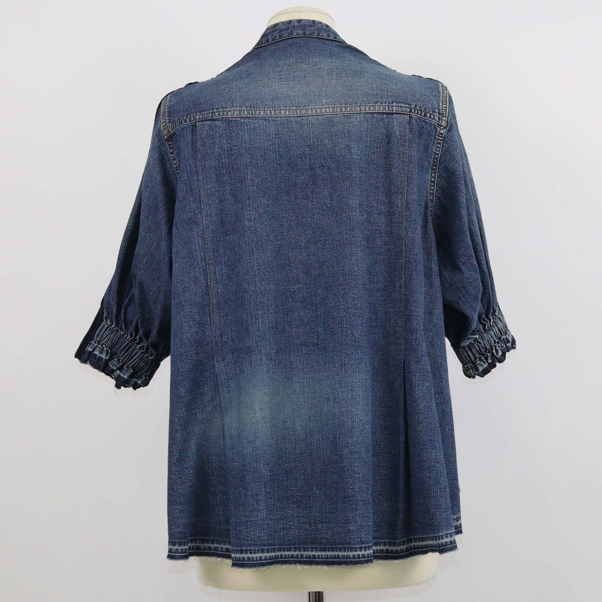 Sacai Navy Blue Blend Cotton and Denim Knit Pullover Sweater