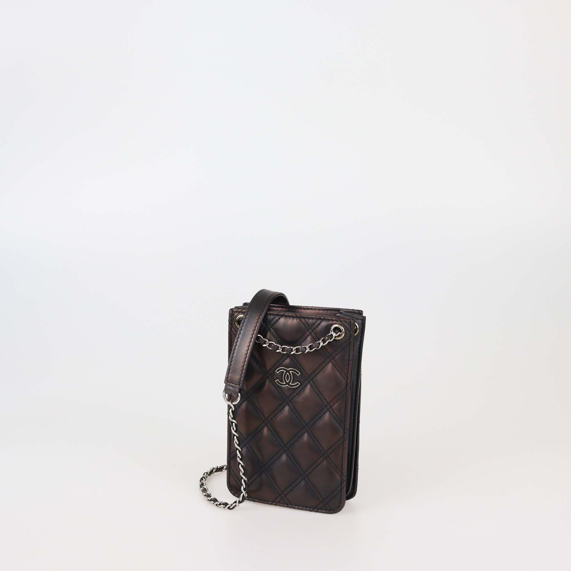 Chanel Black Quilted Leather CC Phone Holder Crossbody Bag