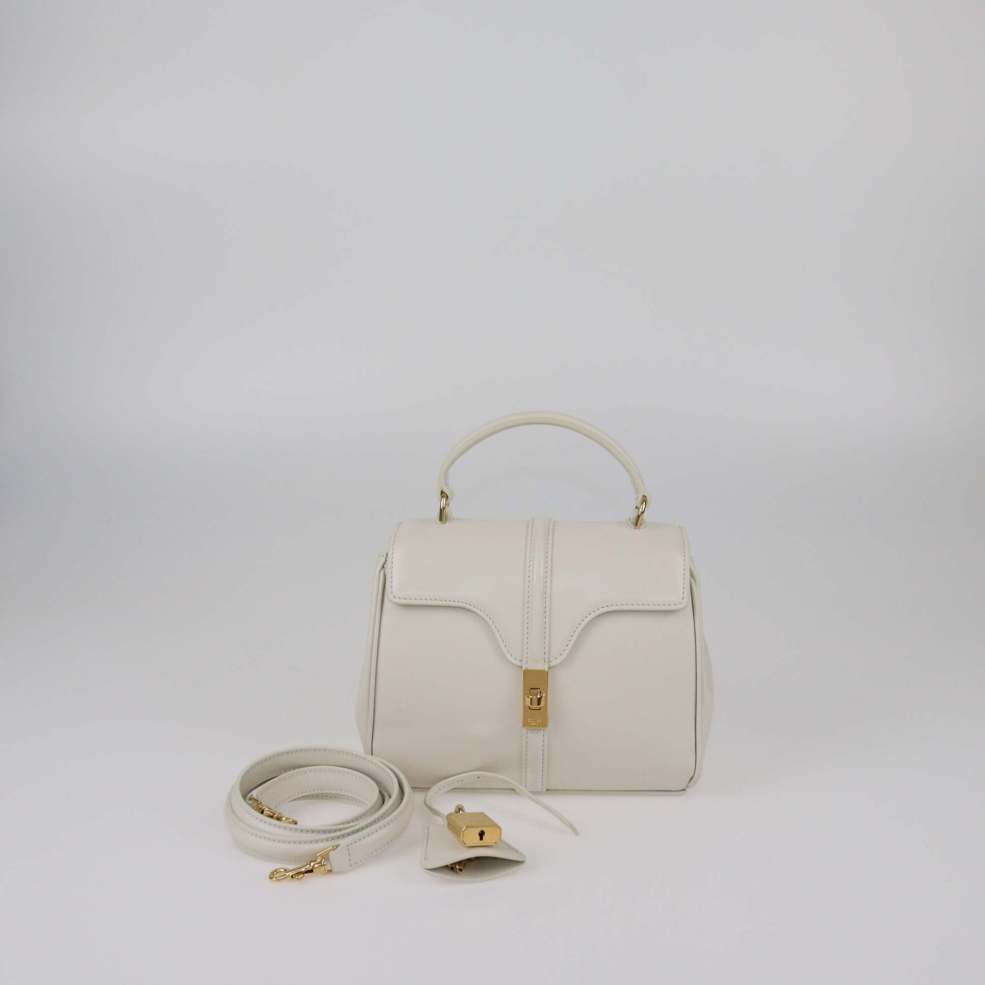 Celine White Mini 16 Top Handle Bag Womens Celine