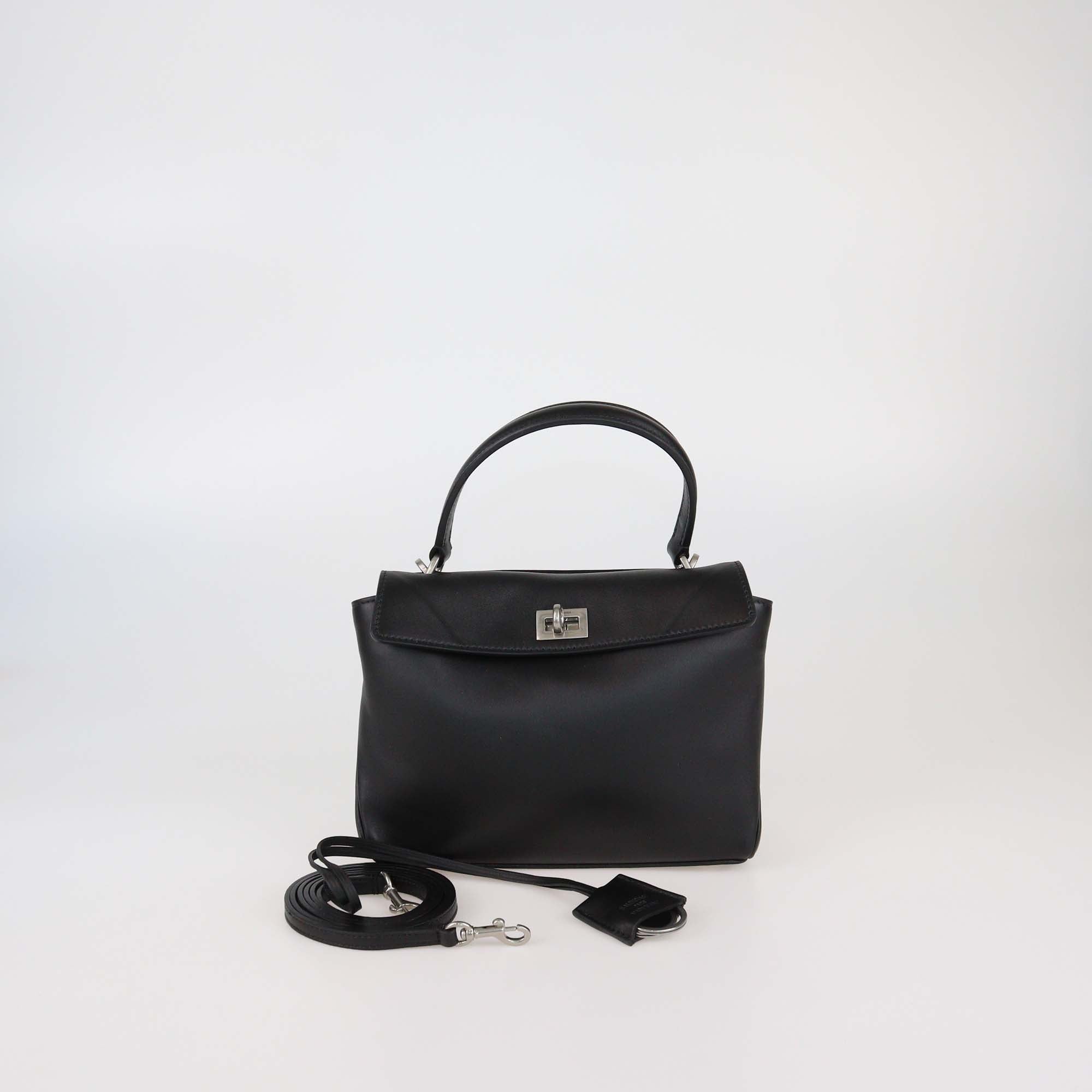 Balenciaga Black Leather Mini Rodeo Top Handle Bag