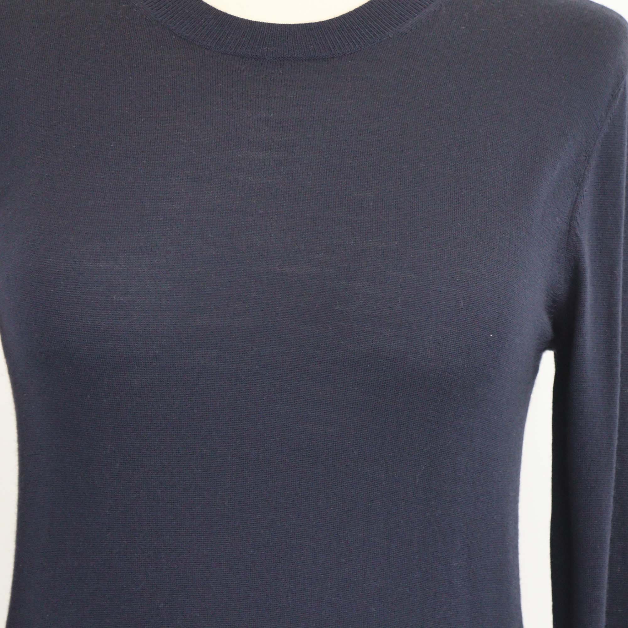 Chloe Navy Blue Wool Knitted Long Sleeve Shirt