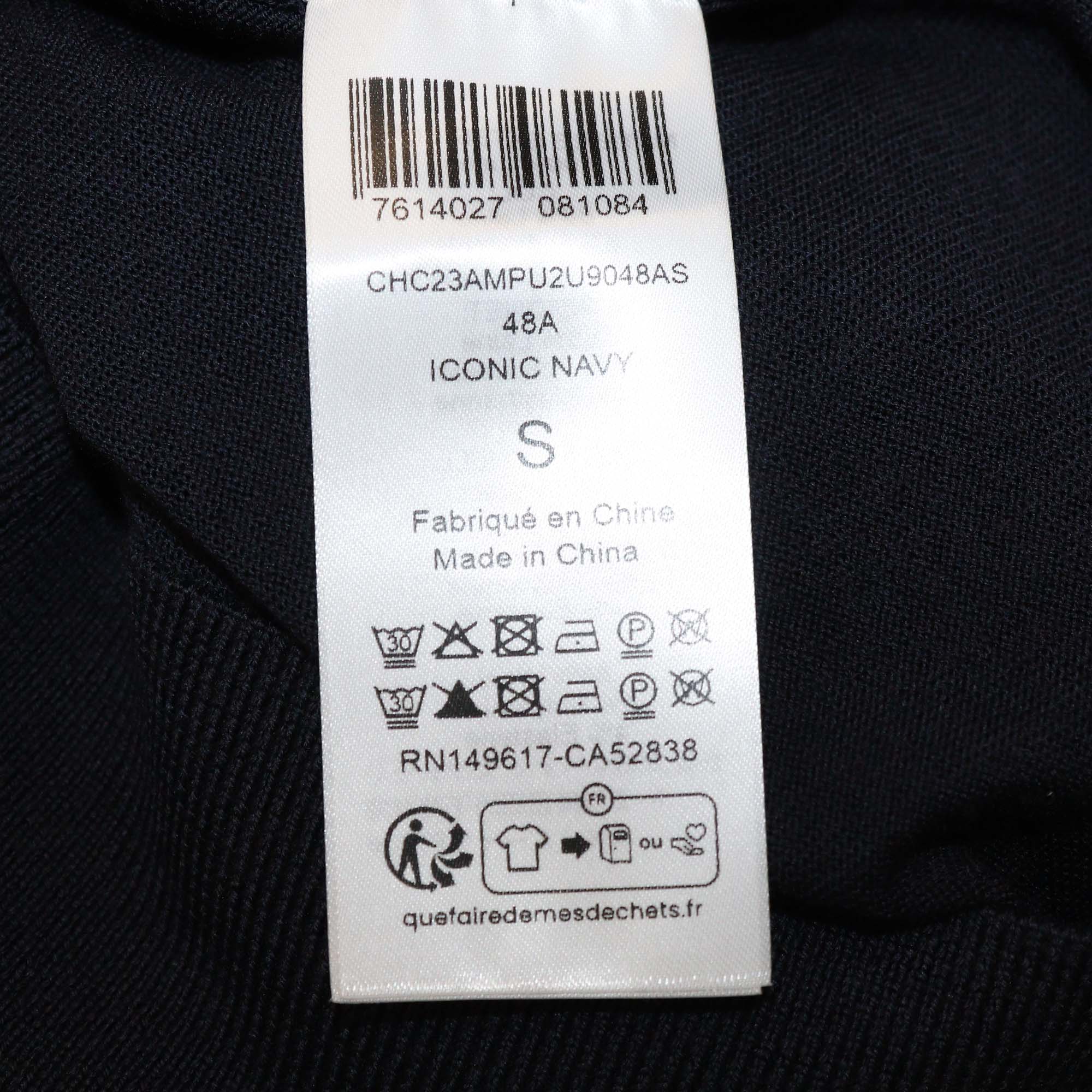 Chloe Navy Blue Wool Knitted Long Sleeve Shirt