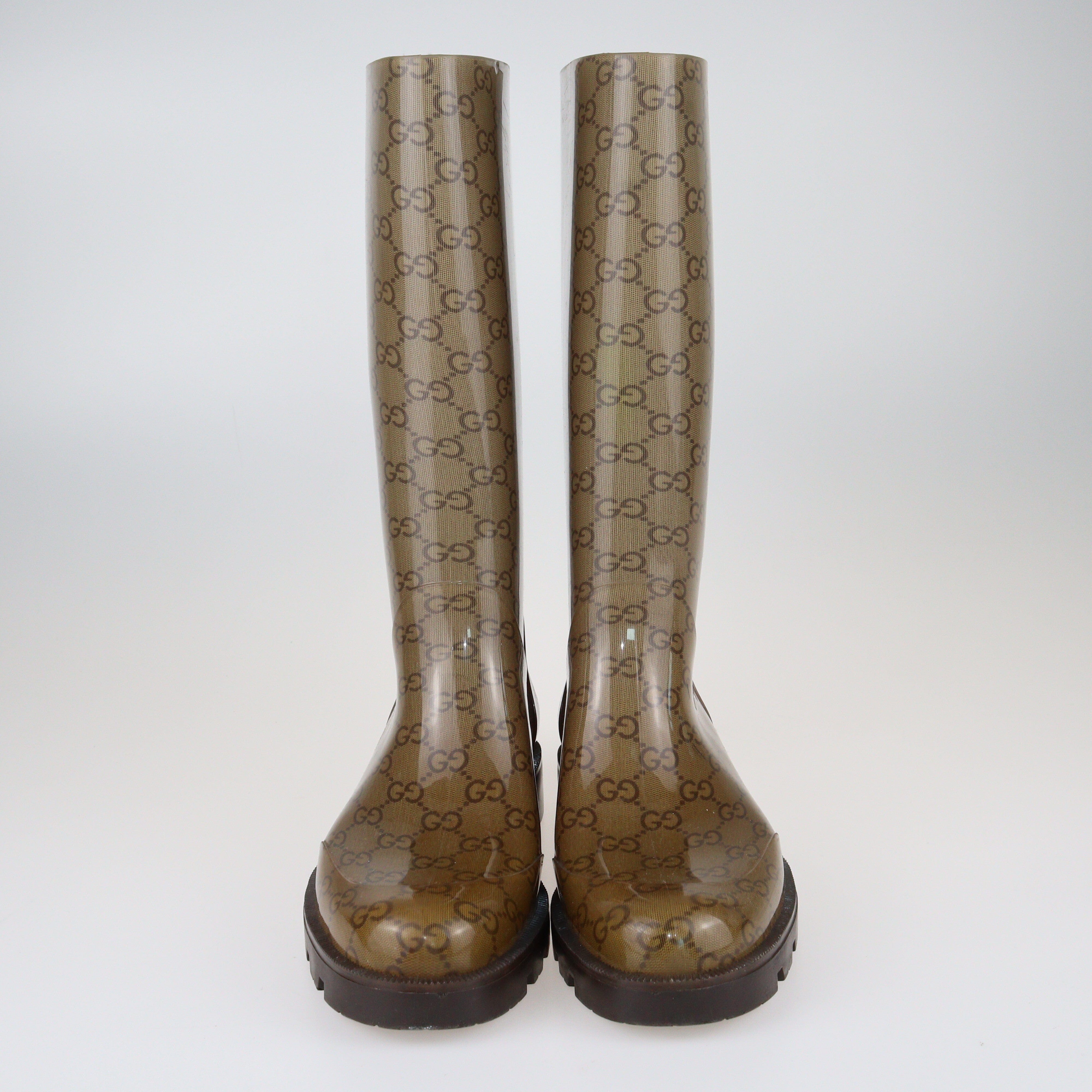 Beige GG Edimburg Rain Boots Shoes Gucci 