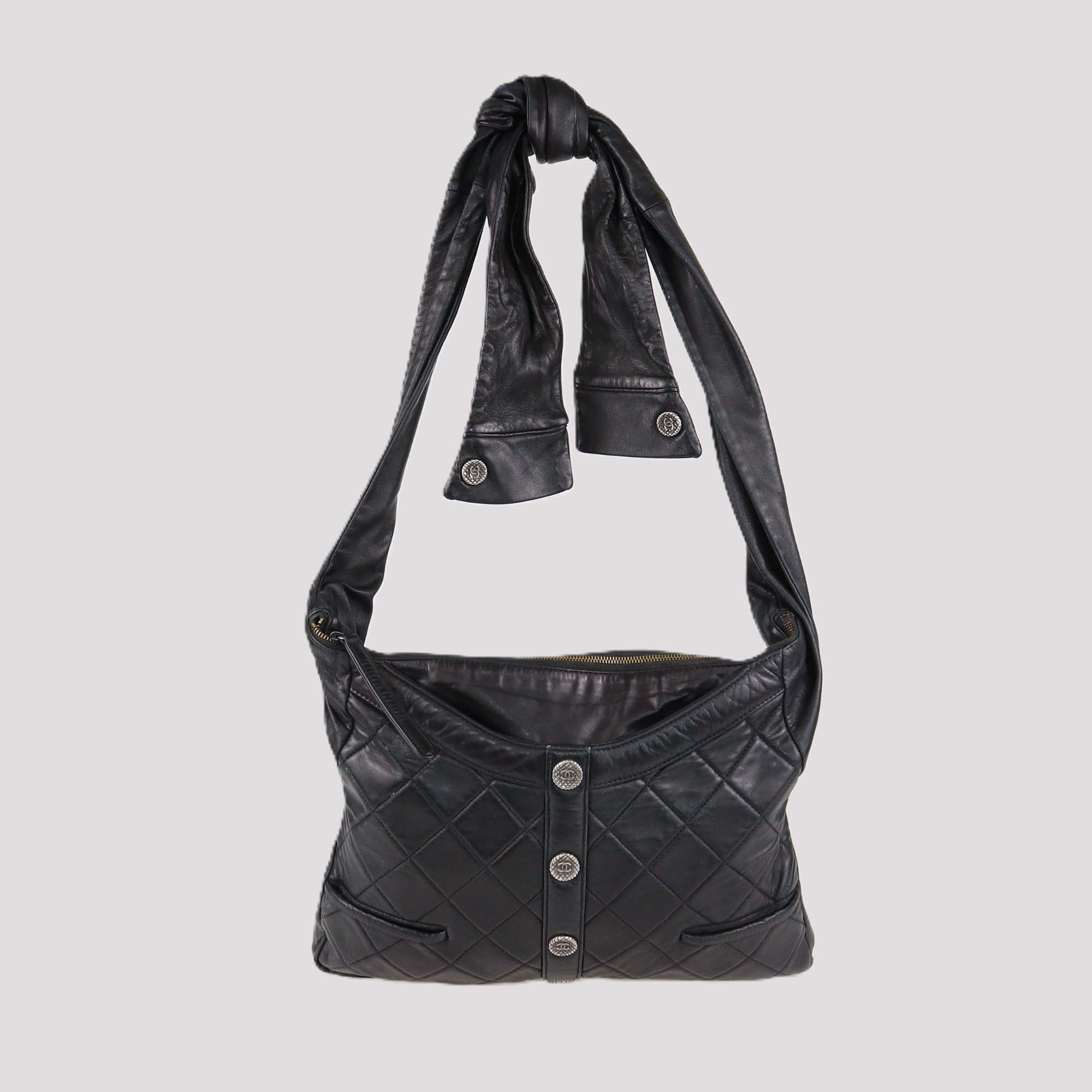 Chanel Black Quilted Leather Girl Shoulder Bag