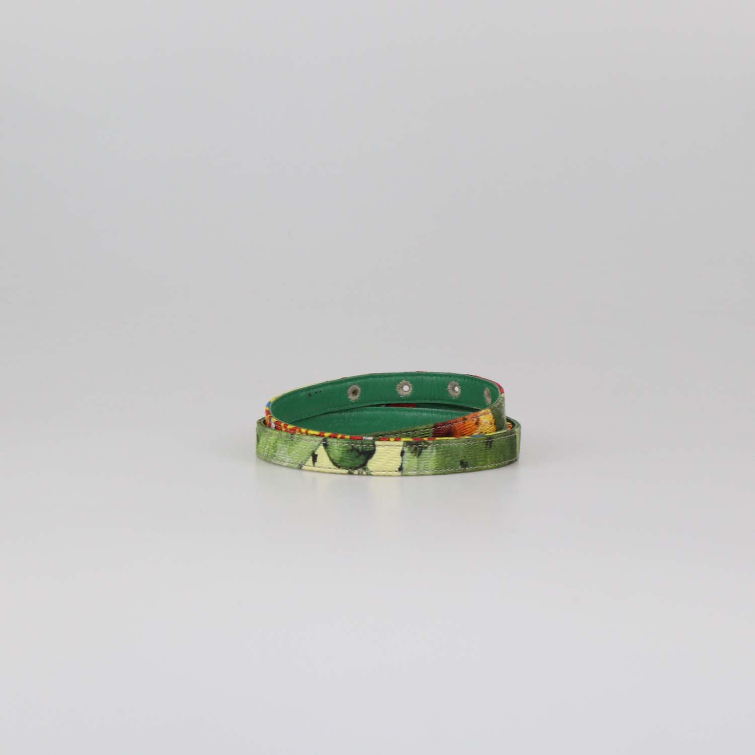 Dolce & Gabbana Multicolor Fabric and Leather Printed Thin Belt