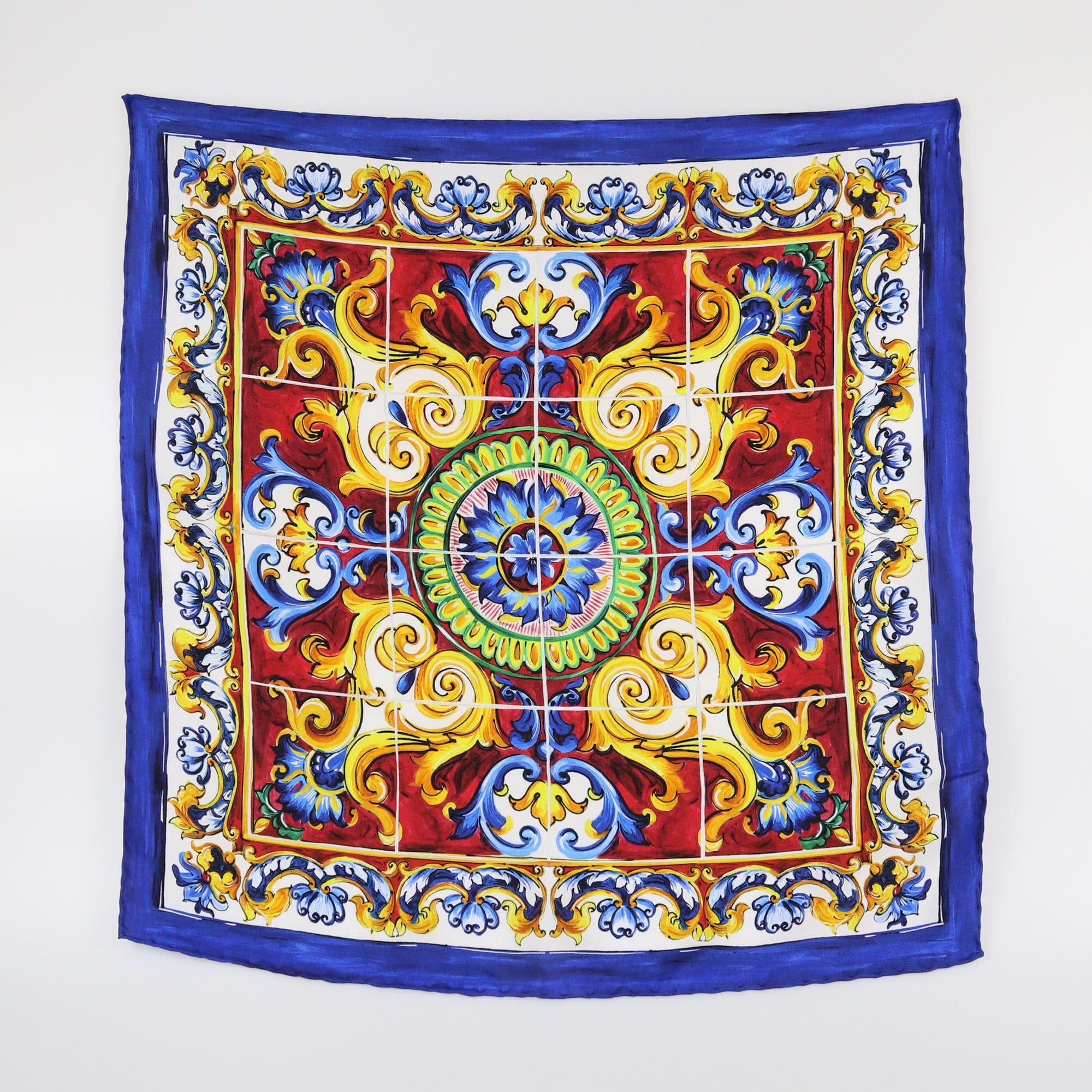 Dolce & Gabbana Multicolor Majolica Print Handkerchief Womens Dolce & Gabbana