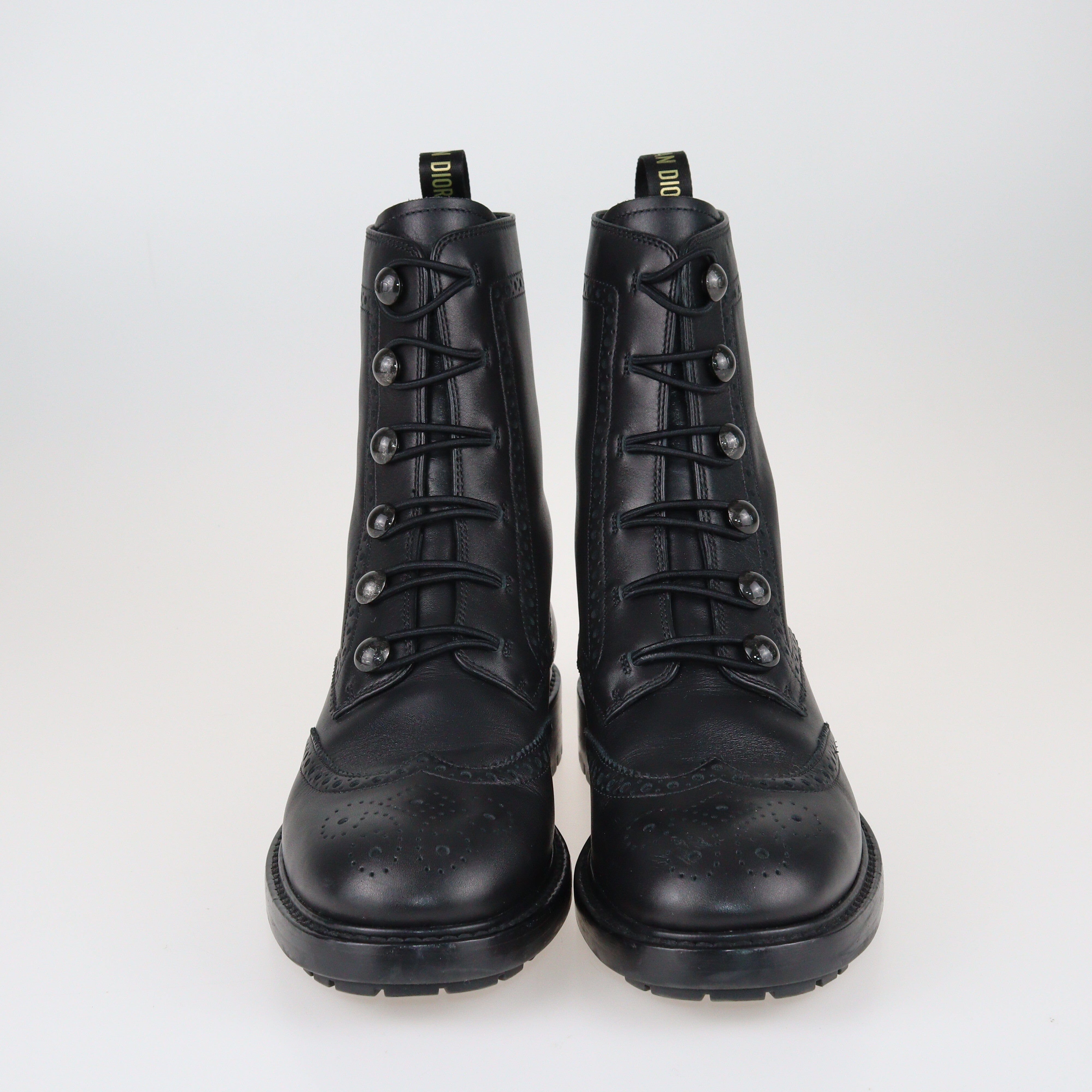 Black Brogue Diorunit Combat Ankle Boots Shoes Dior 