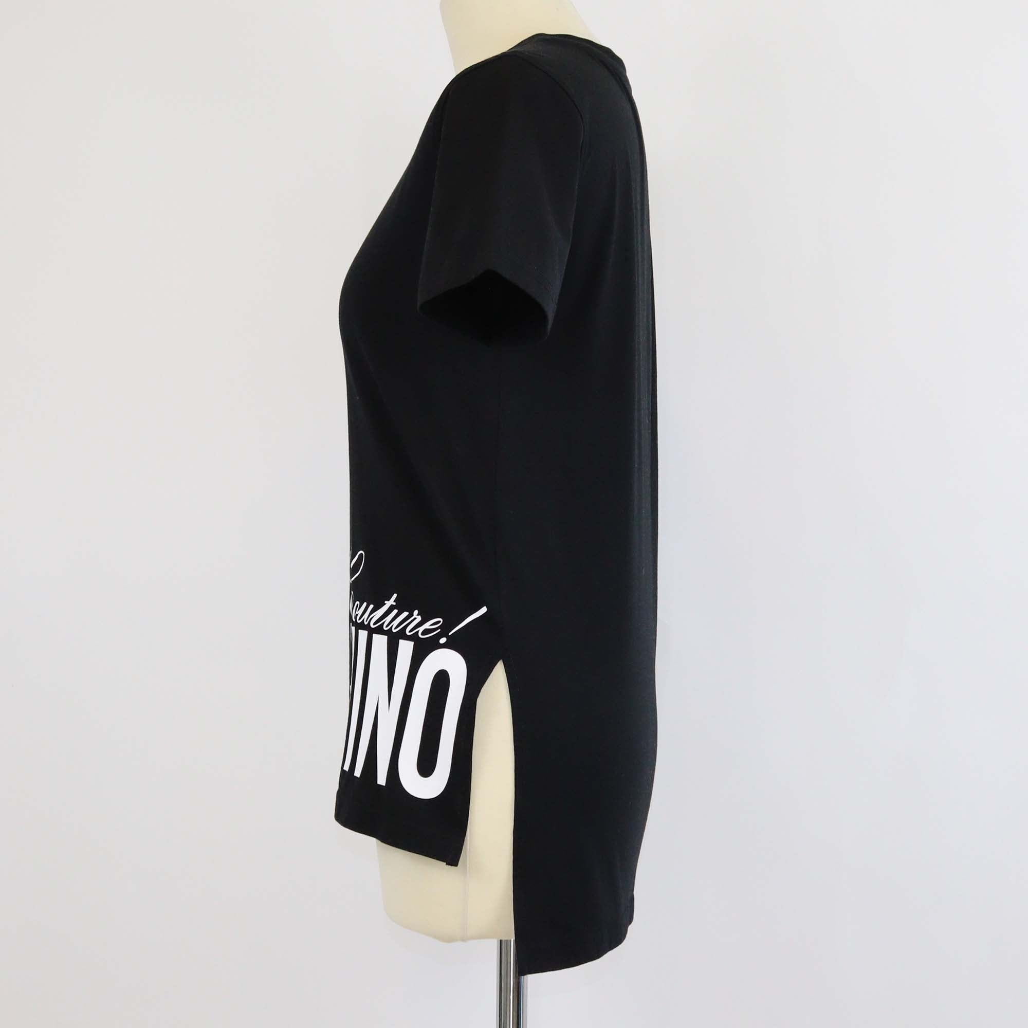 Moschino Couture Black Cotton Logo Print Crew Neck T-Shirt