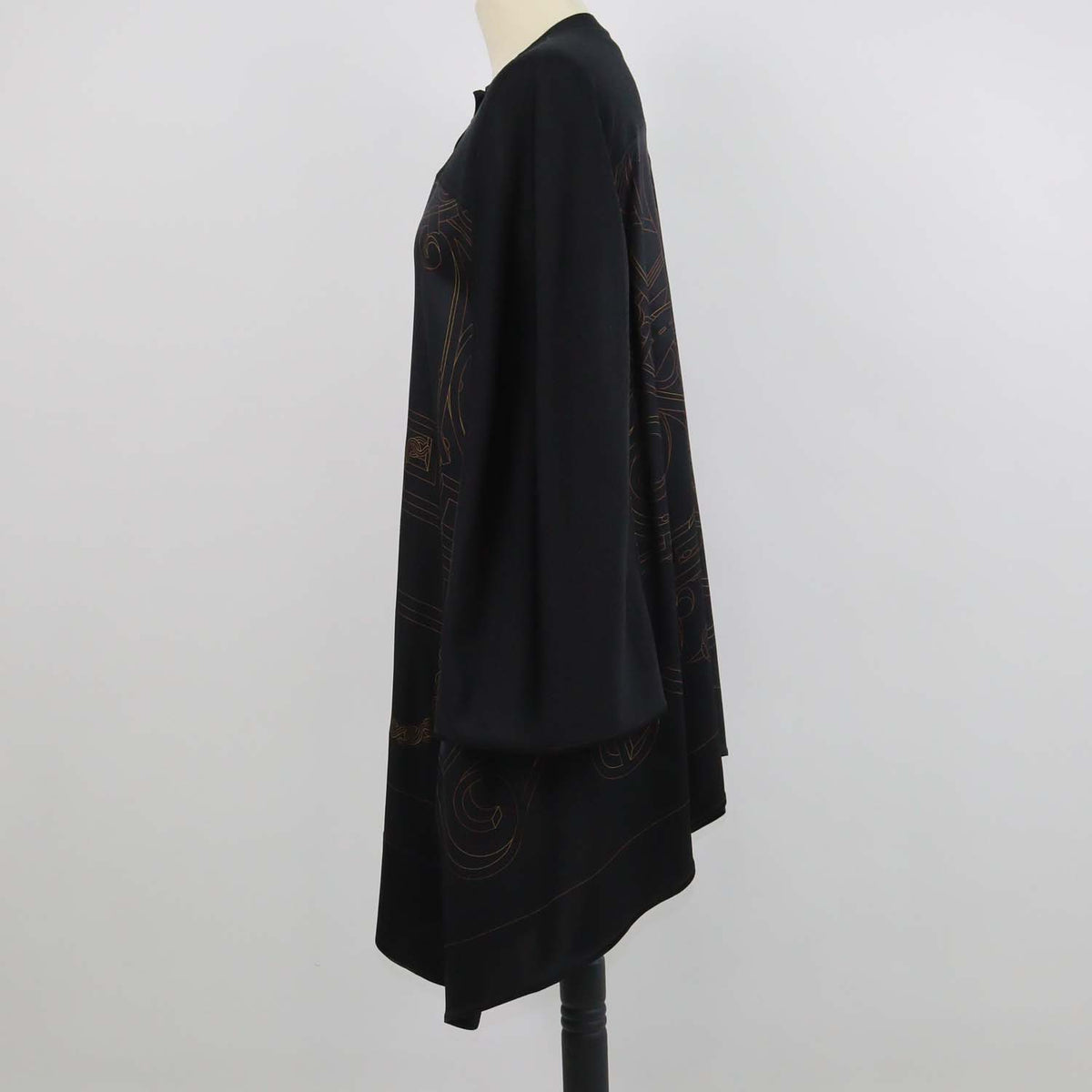 Hermes Black Silk "L'Enseigne du Sellier" Print Tunic Caftan